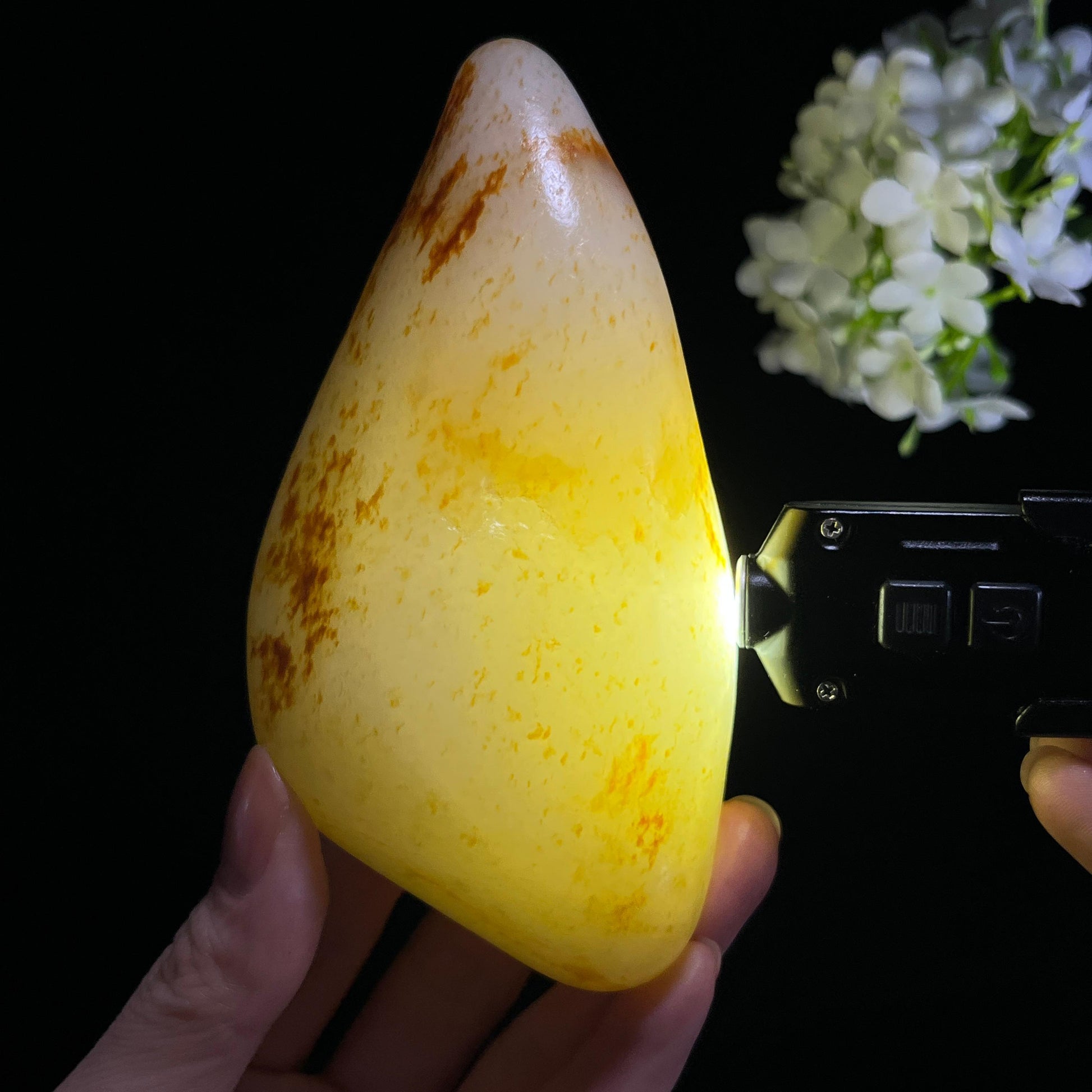 和田玉暖白种“烟霞金峰”通体洒金皮籽料（yc350627）
