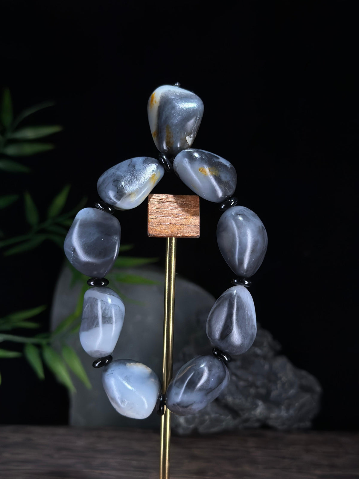 新疆和田玉精品青花洒金皮原籽手串（9颗）（yc722690）