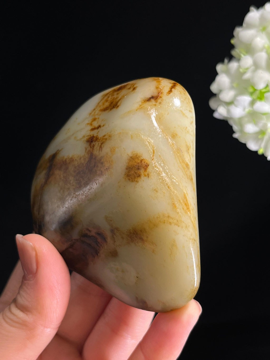 和田玉白玉意境洒金秋梨皮“泼墨山水”籽料原石（yc278563）