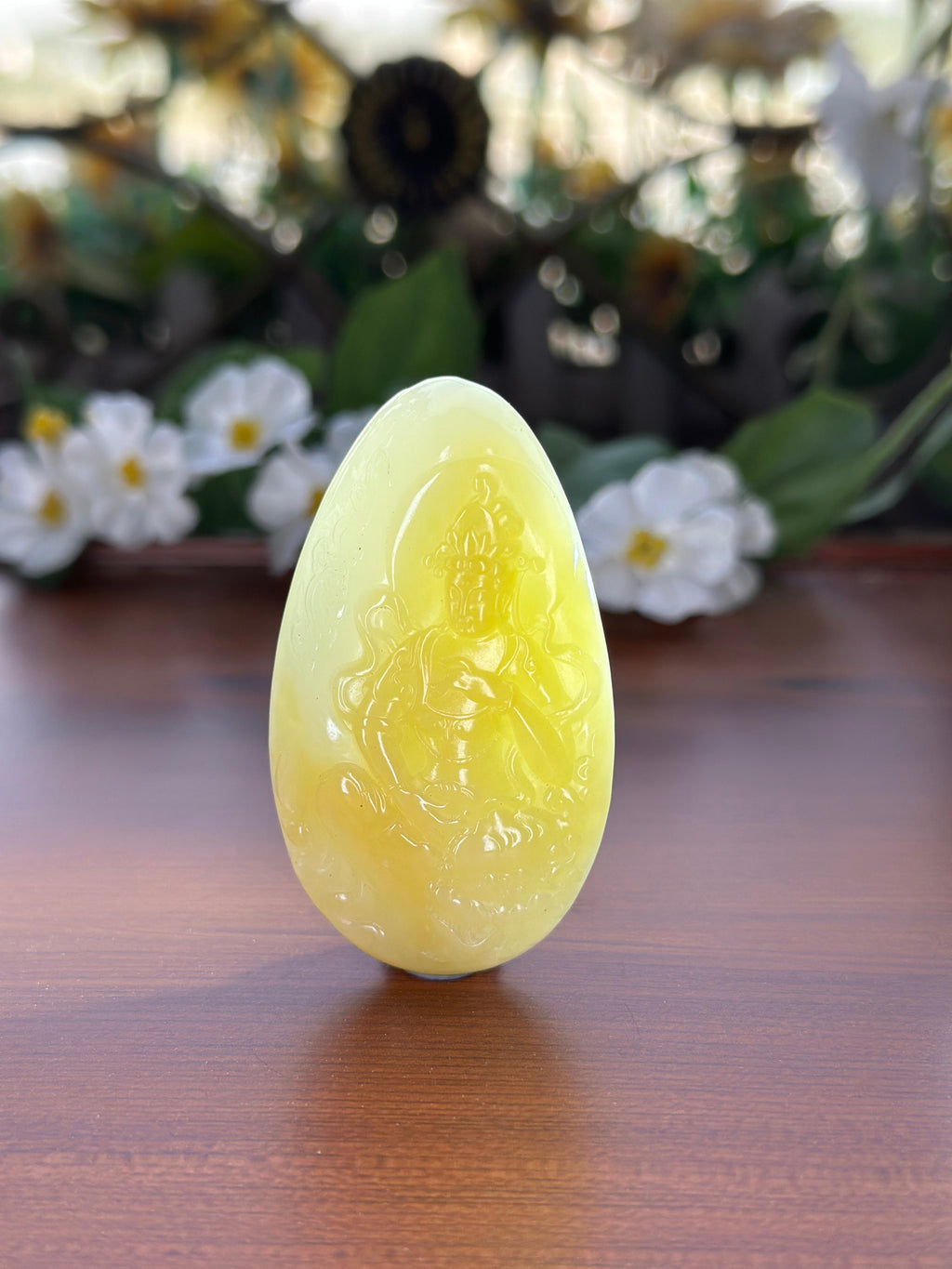 和田玉糖白文殊菩萨挂件（yc705030）
