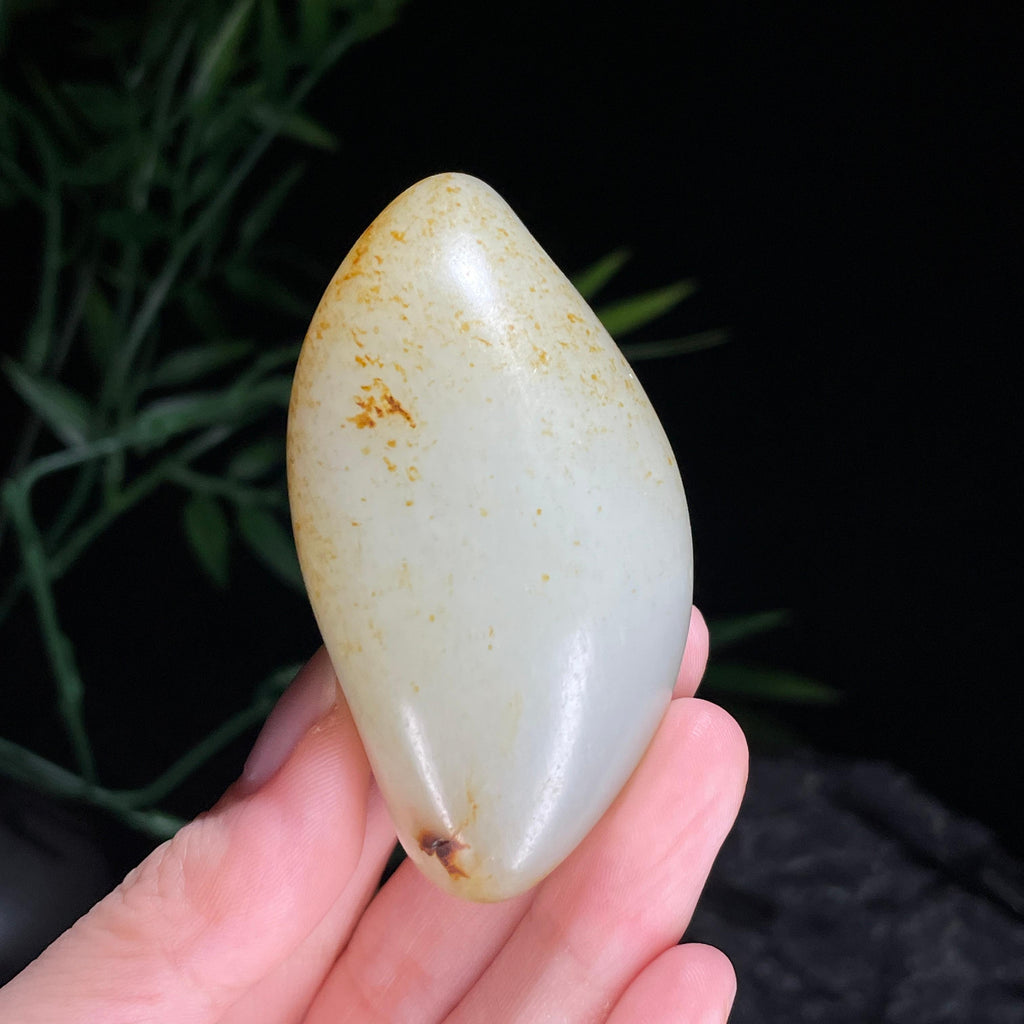 新疆和田玉珍品白玉洒金皮籽料手把件（yc698543）