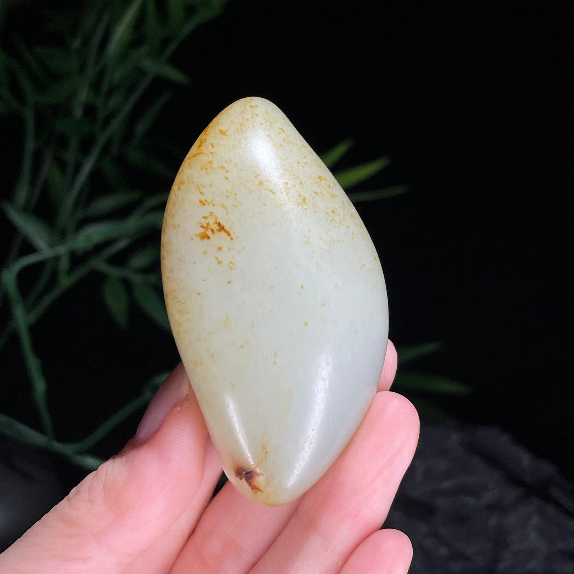 新疆和田玉珍品白玉洒金皮籽料手把件（yc698543）