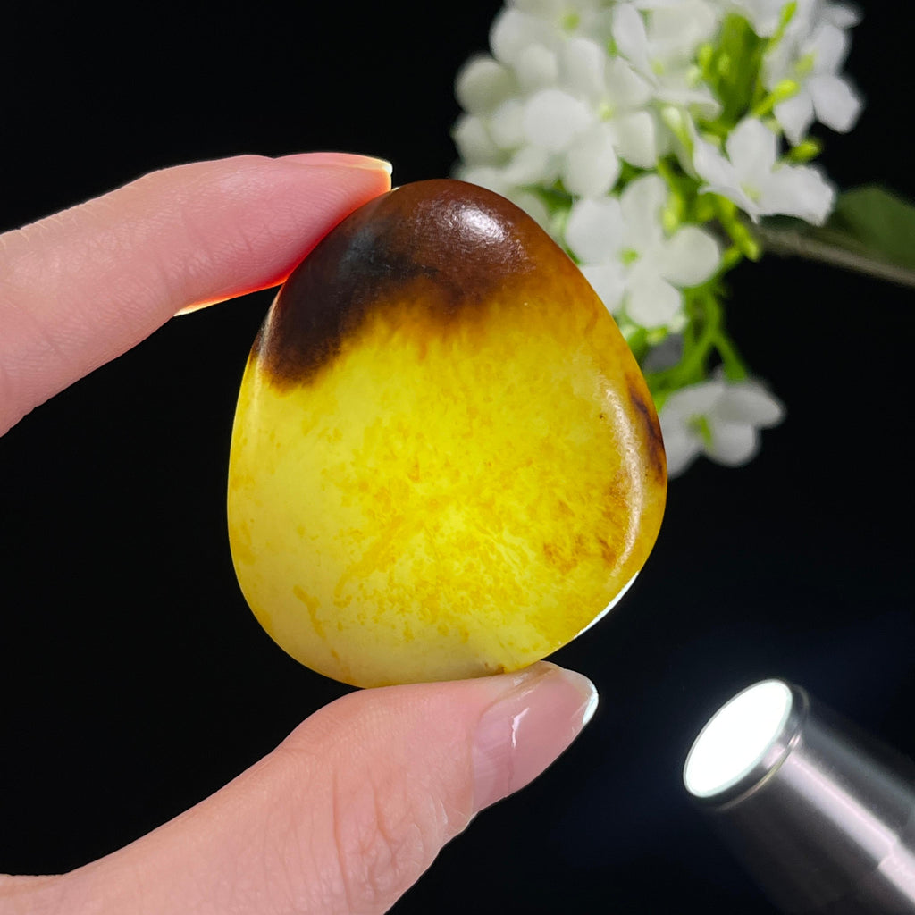 和田玉青白玉洒金聚红皮“秋光碎锦”籽料原石（yc310192）