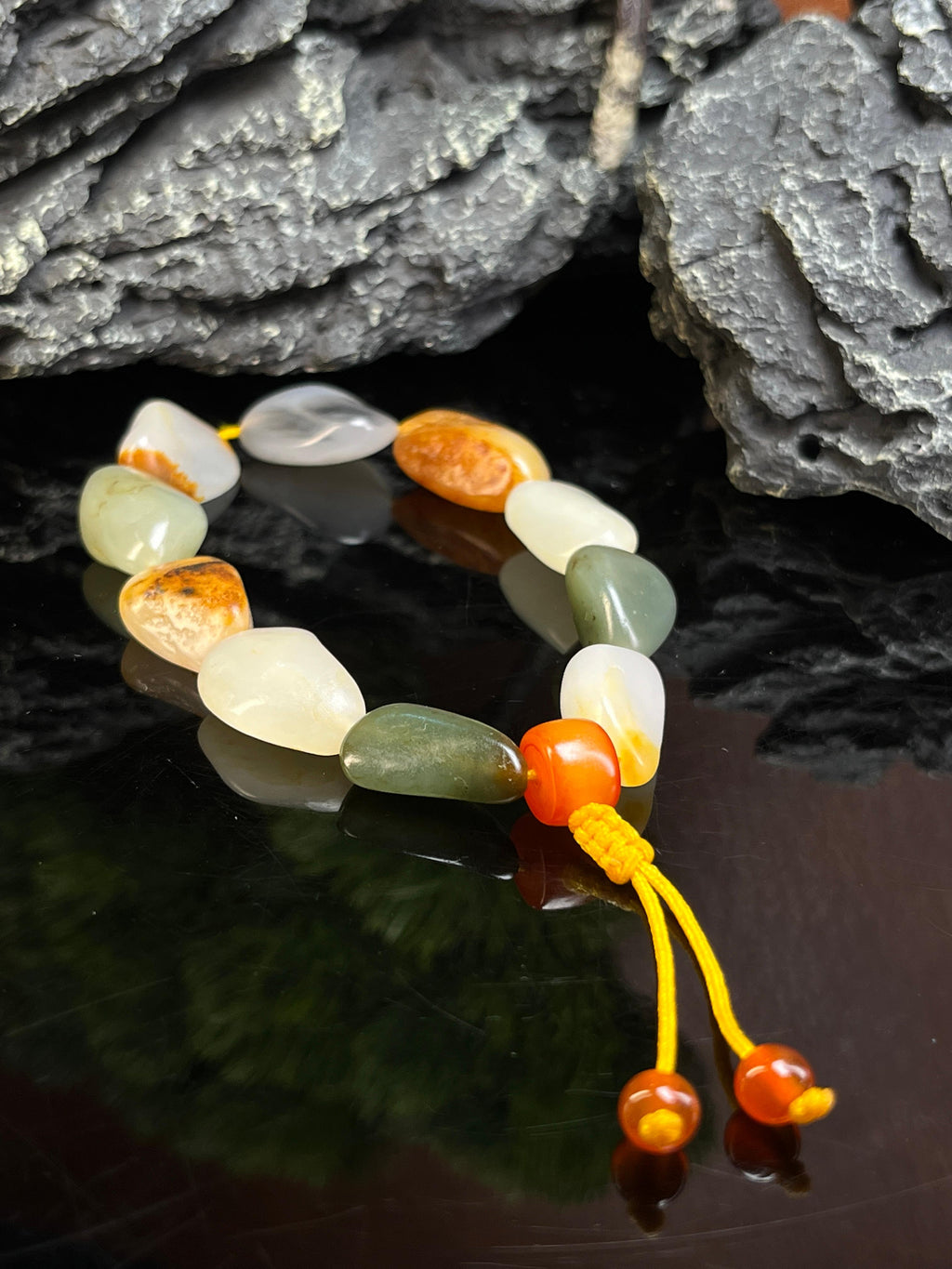 新疆和田玉籽料原石多宝手串原皮原色无修（yc229204）