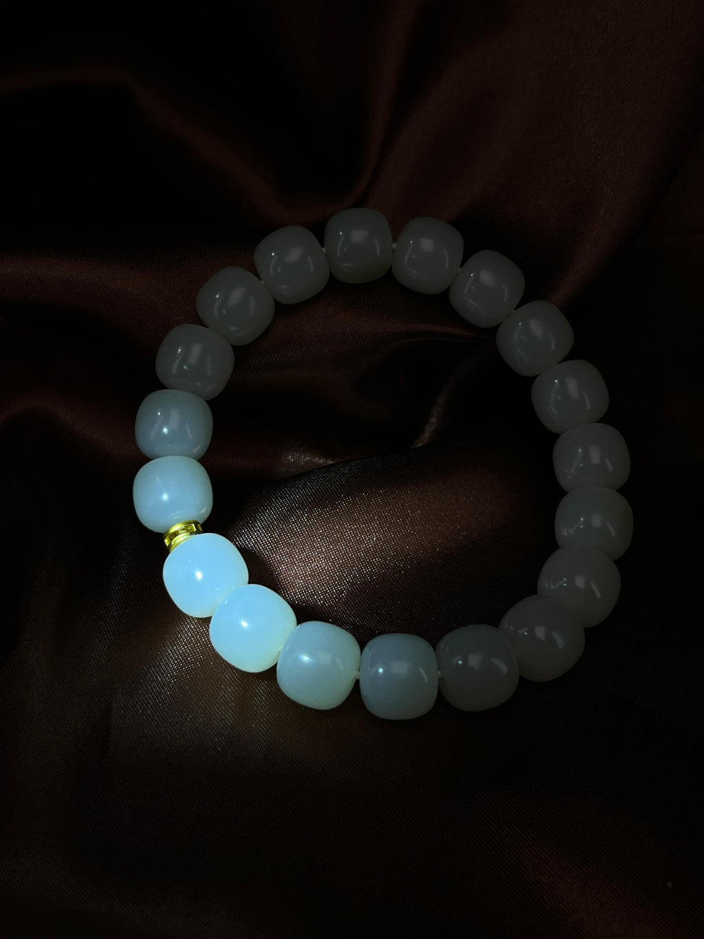 新疆和田玉籽料羊脂白玉手串18k金镶嵌（yc235773）