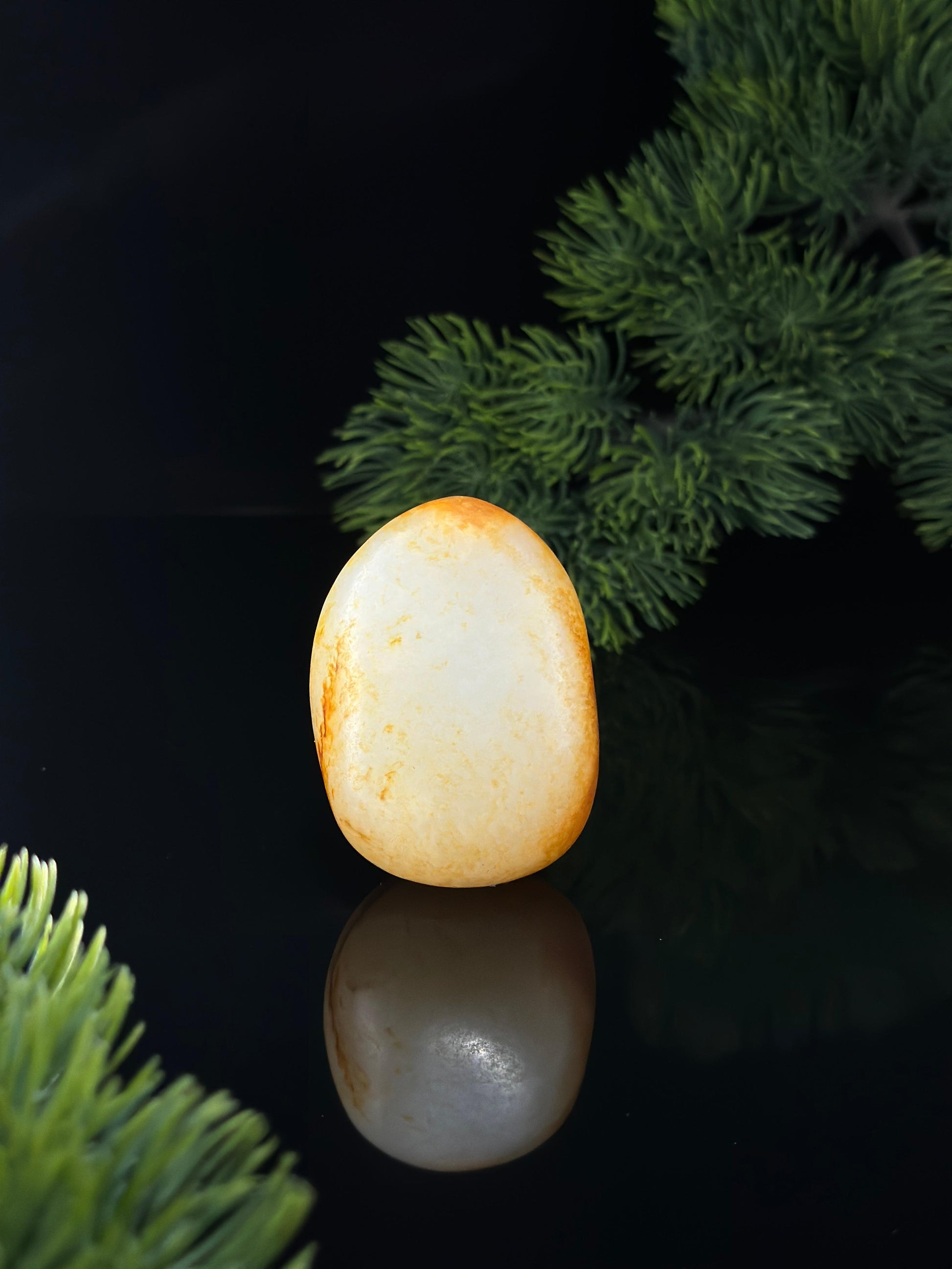 新疆和田玉白玉通体洒金皮珍品籽料手把件（yc507311）