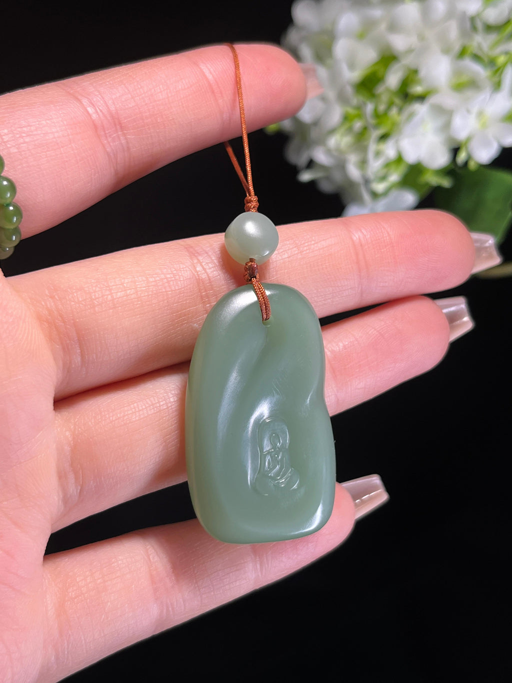 和田玉青玉“青韵如意”挂件（yc261709）