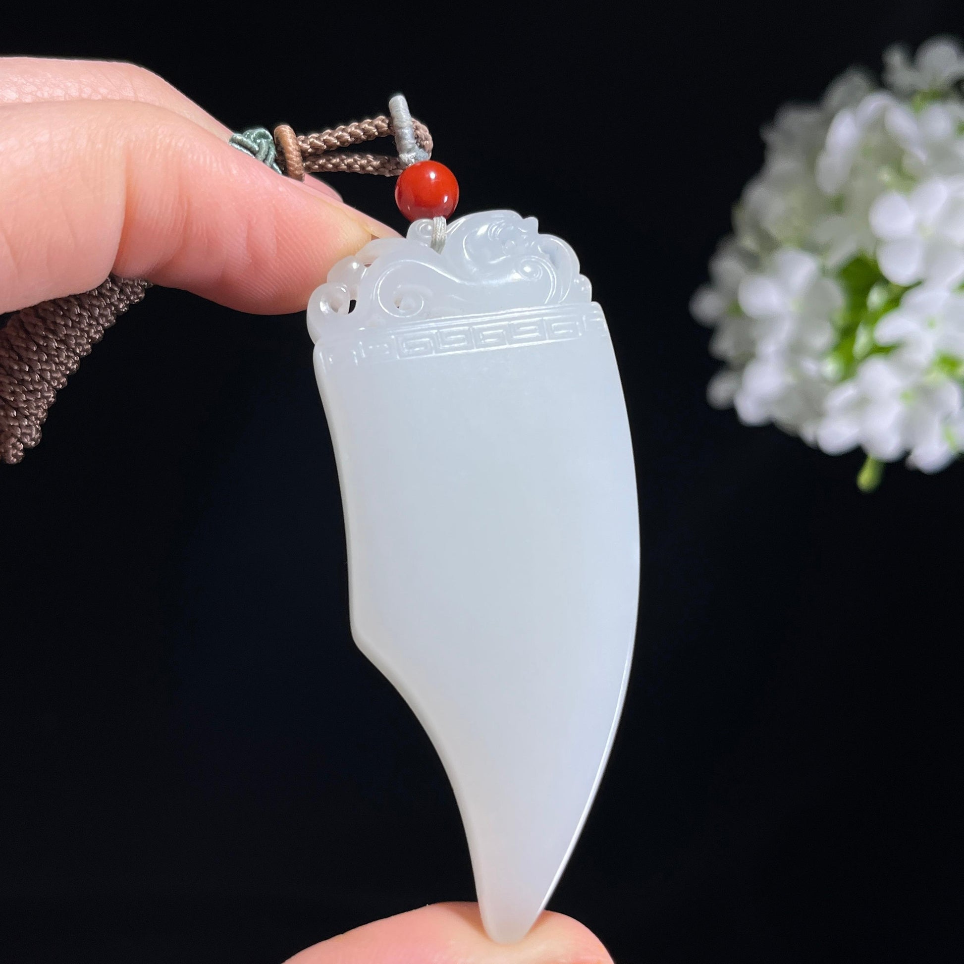 和田玉白玉籽料仿古龙牙（斧形）佩（yc372581）