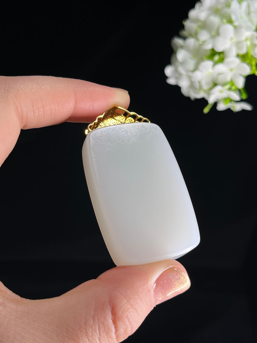 18k金镶和田玉白玉弥勒佛雕刻“福满乾坤”挂件（yc267088）