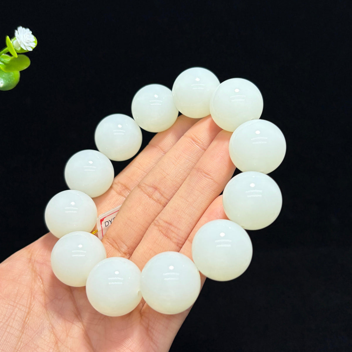 高品质和田羊脂白玉圆珠手串（yc773165）