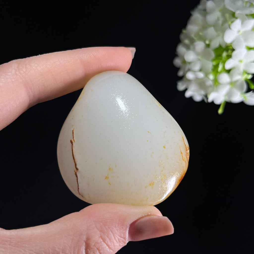 新疆天然和田玉洒金皮羊脂白籽料原籽（yc380827）