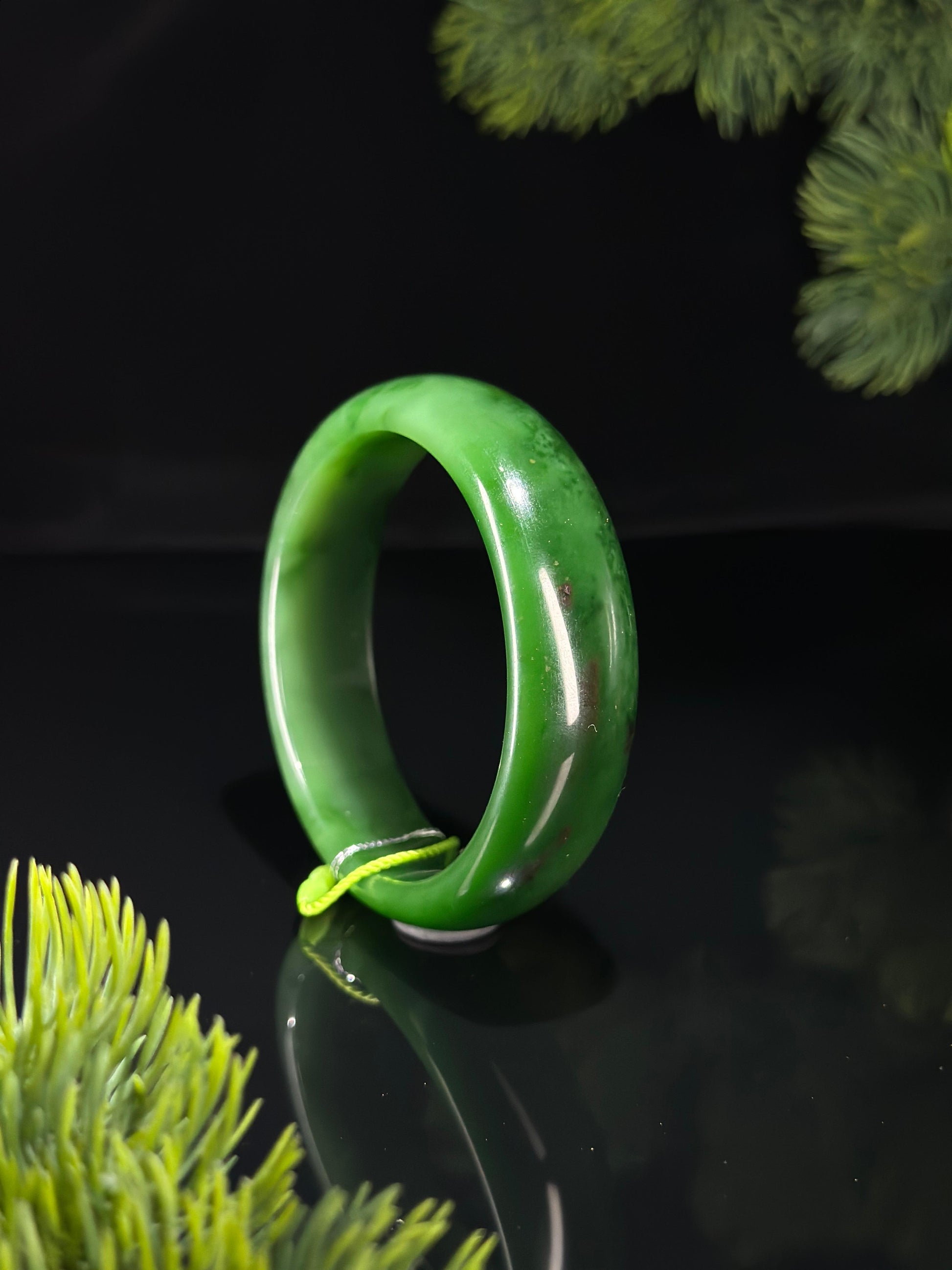 和田玉珍品碧玉轮胎镯（卡60）（yc529892）