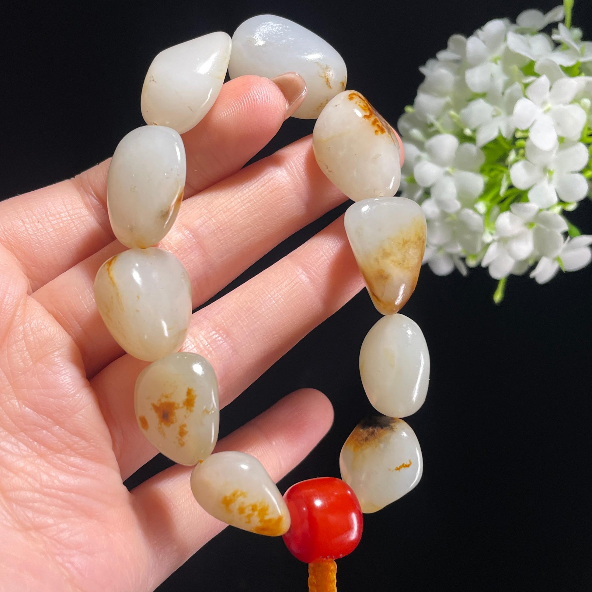 新疆和田玉天然原籽手串（yc381977）