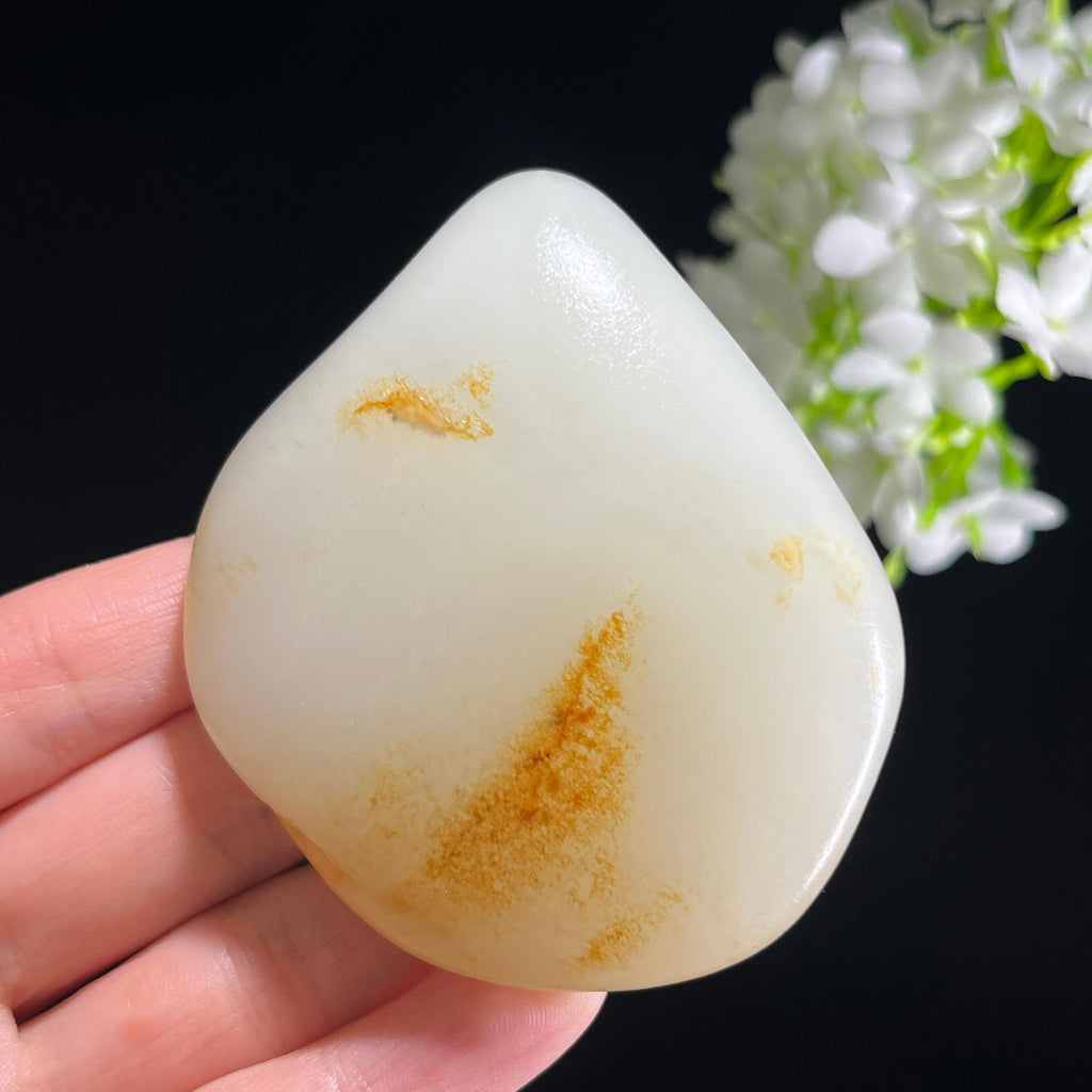 和田玉白玉“流霞掠雪”洒金皮籽料（yc345796）