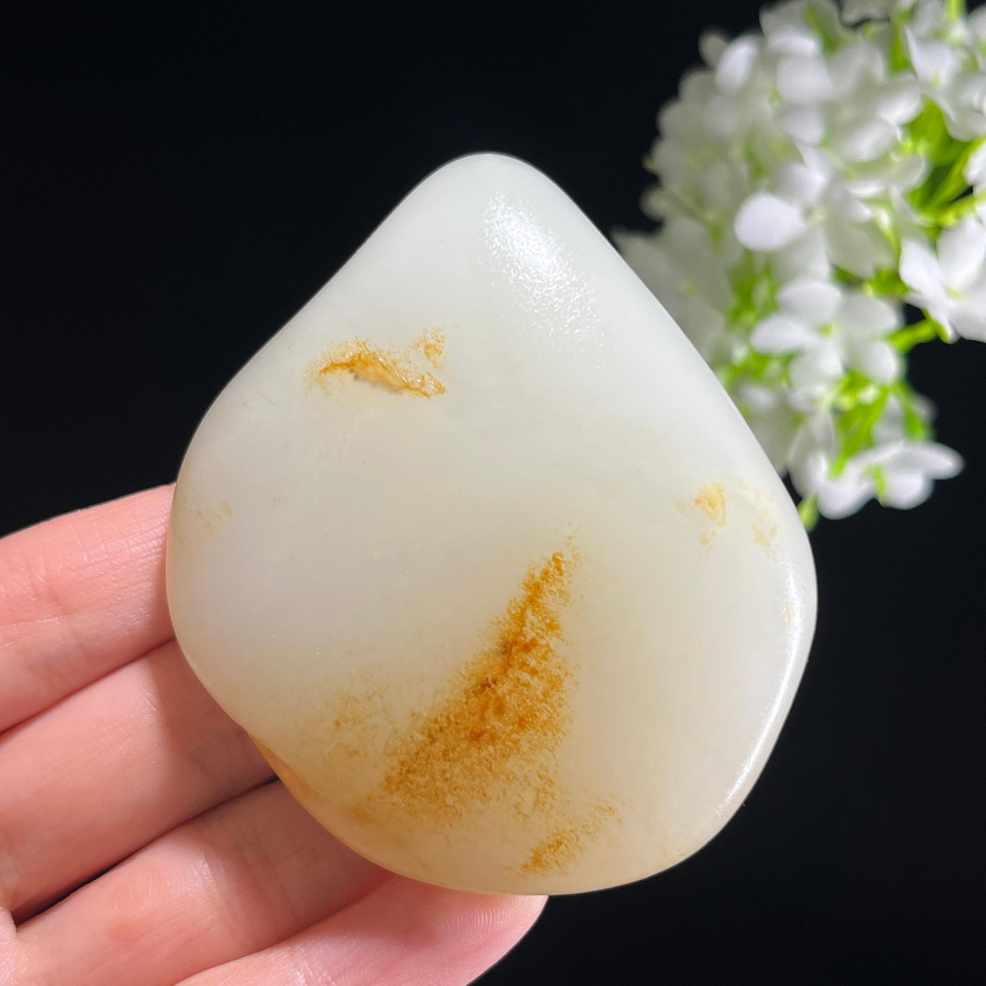 和田玉白玉“流霞掠雪”洒金皮籽料（yc345796）