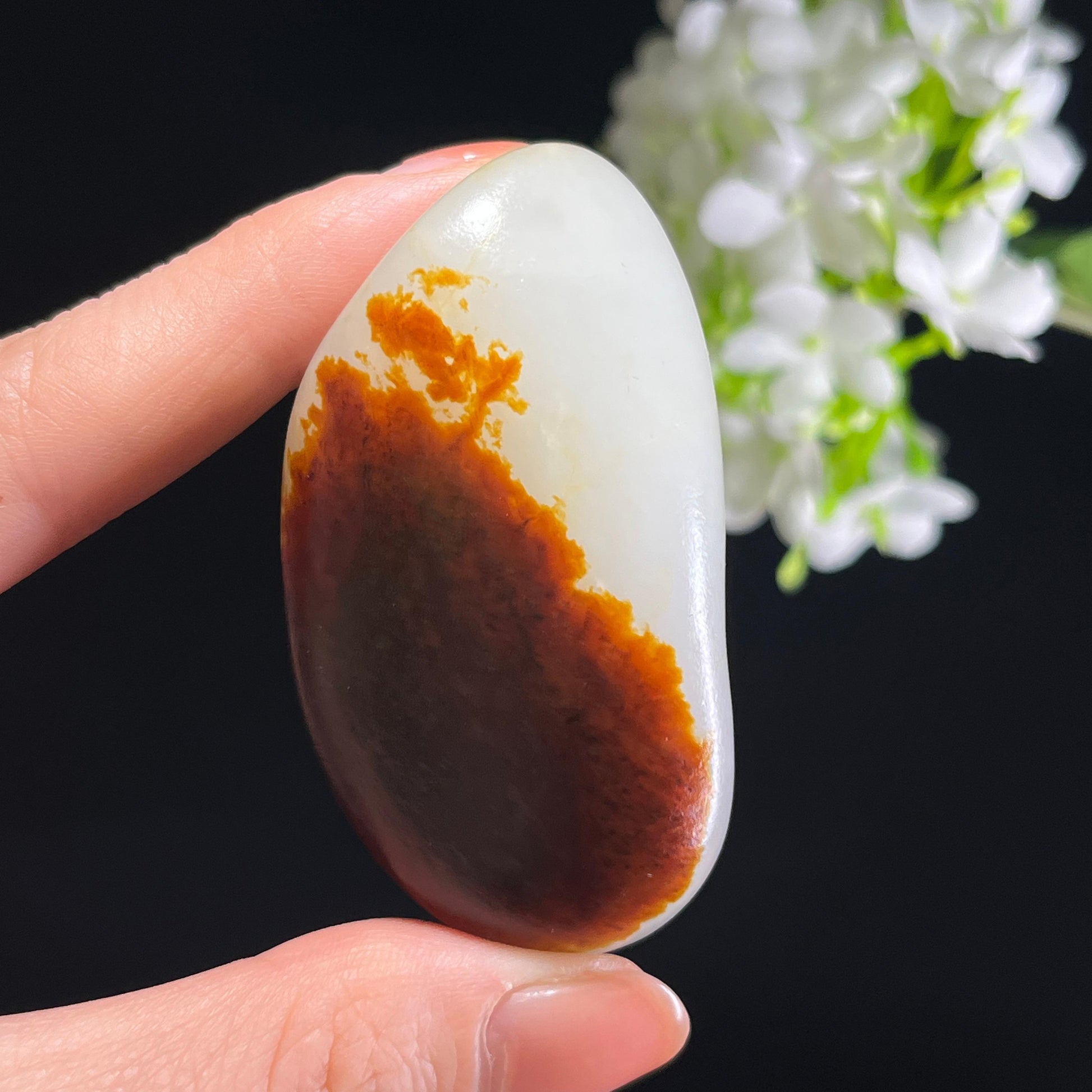 和田玉白玉枣红皮“余霞散绮”红皮白肉籽料（yc345764）