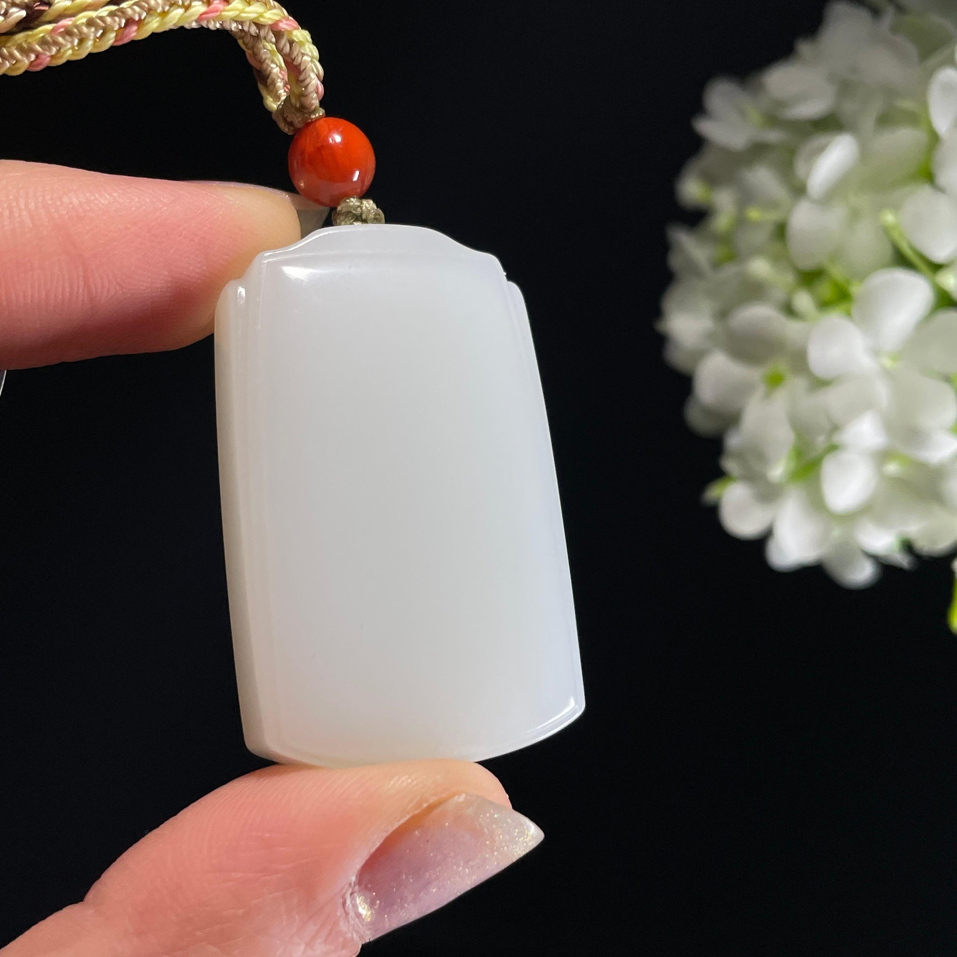 和田玉羊脂白玉“素心无染”平安无事牌（yc327466）