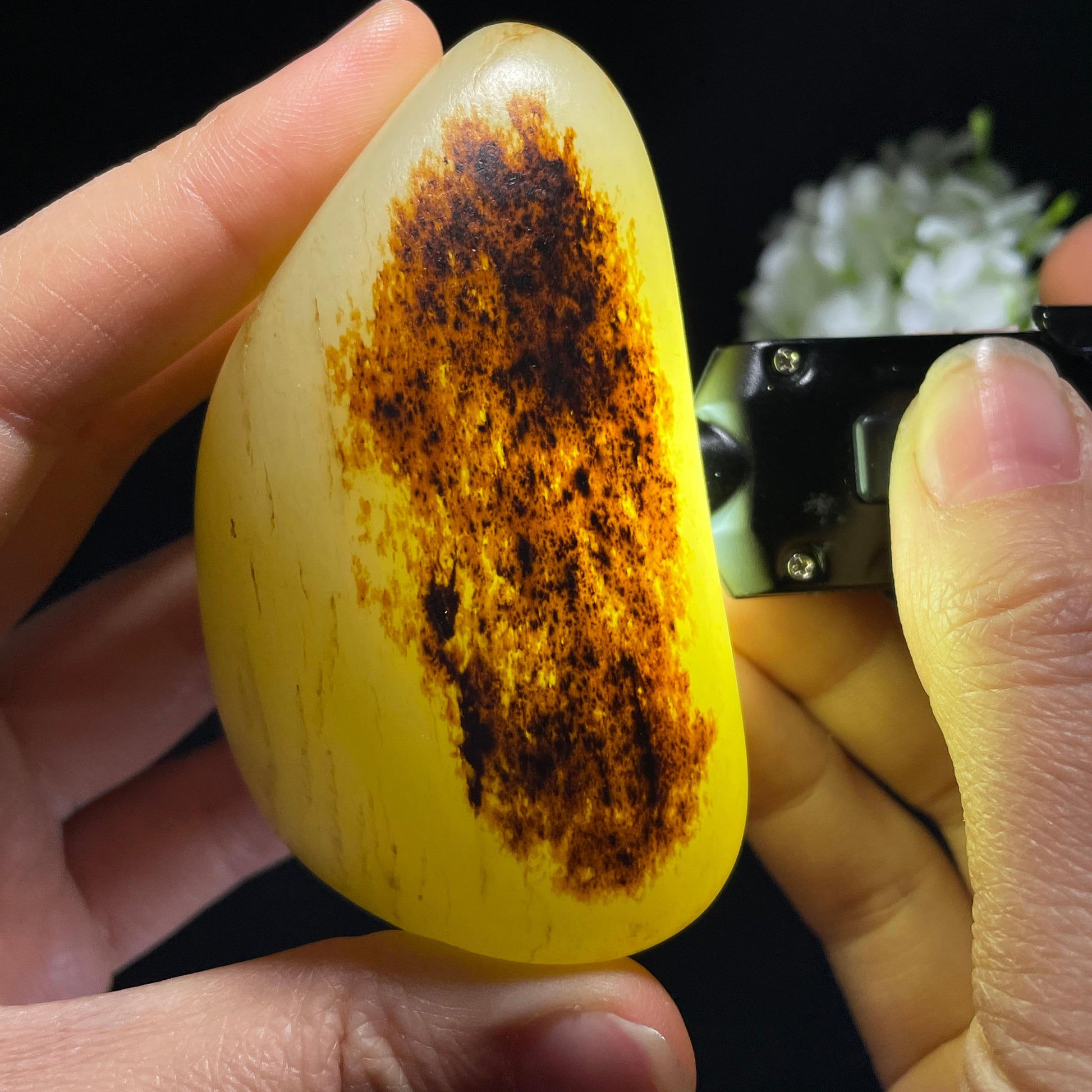 和田玉“红砚藏玉”高青白聚红皮籽料（yc420554）