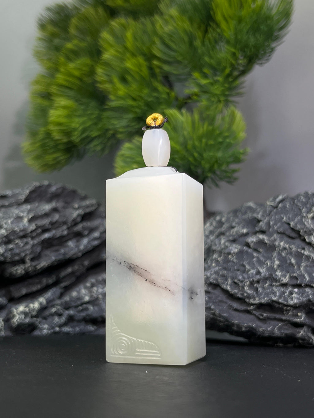 和田玉高青白带青花吊坠1（yc228763）