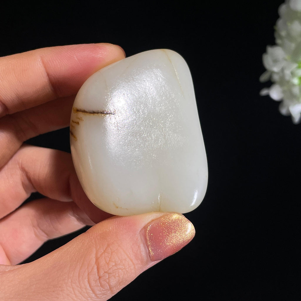 和田玉白玉“一线流光”洒金皮籽料（yc422788）