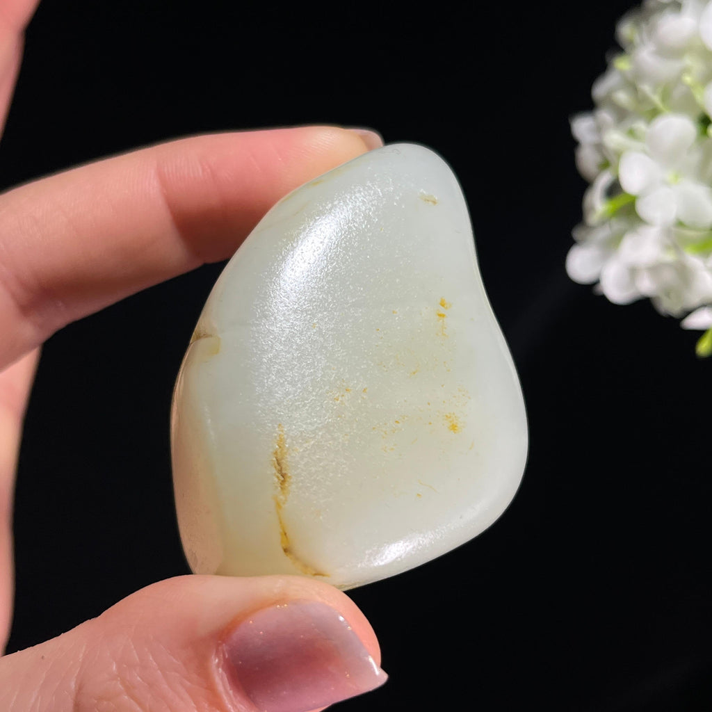 和田玉青白玉洒金皮“寒月留金”籽料原石（yc290837）