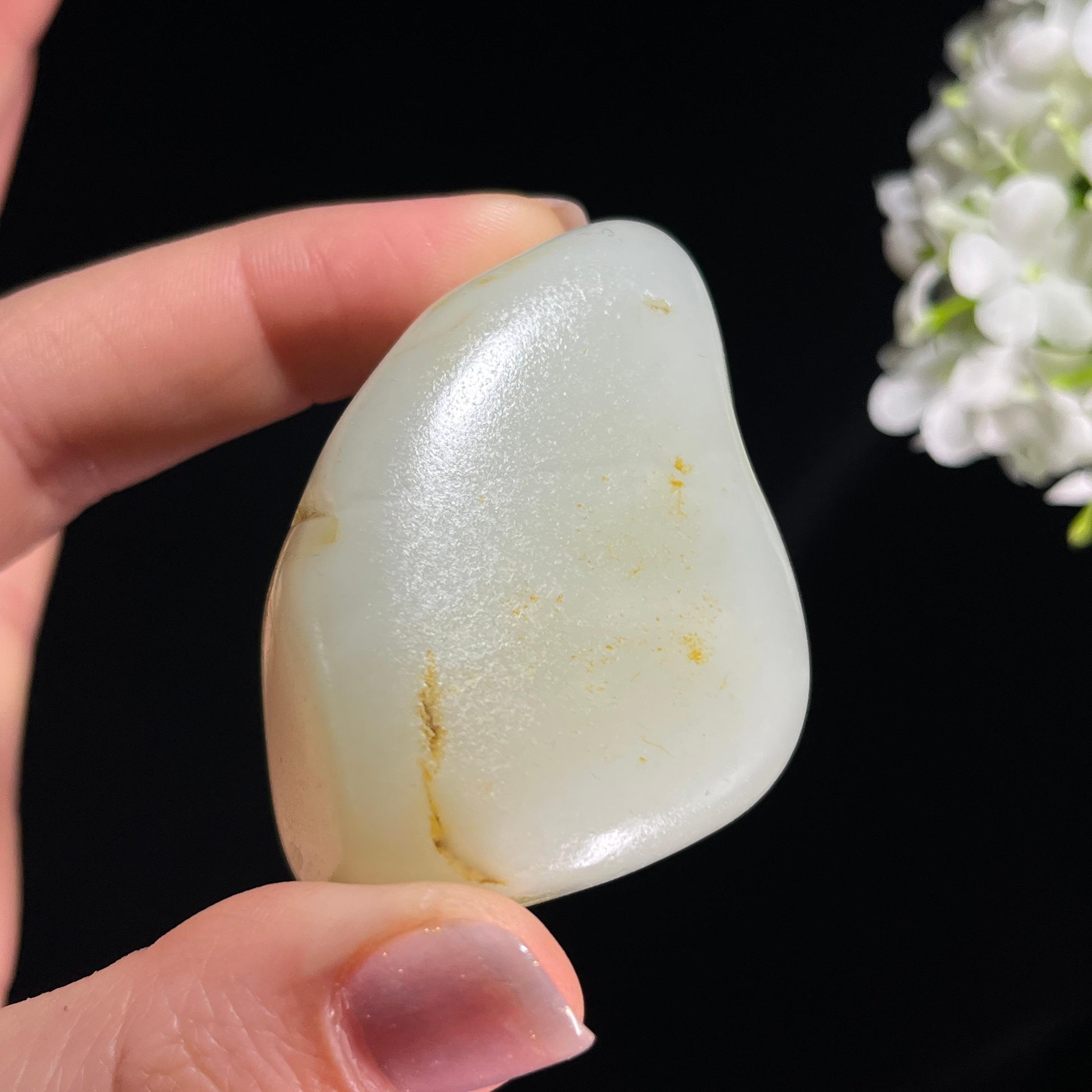 和田玉青白玉洒金皮“寒月留金”籽料原石（yc290837）