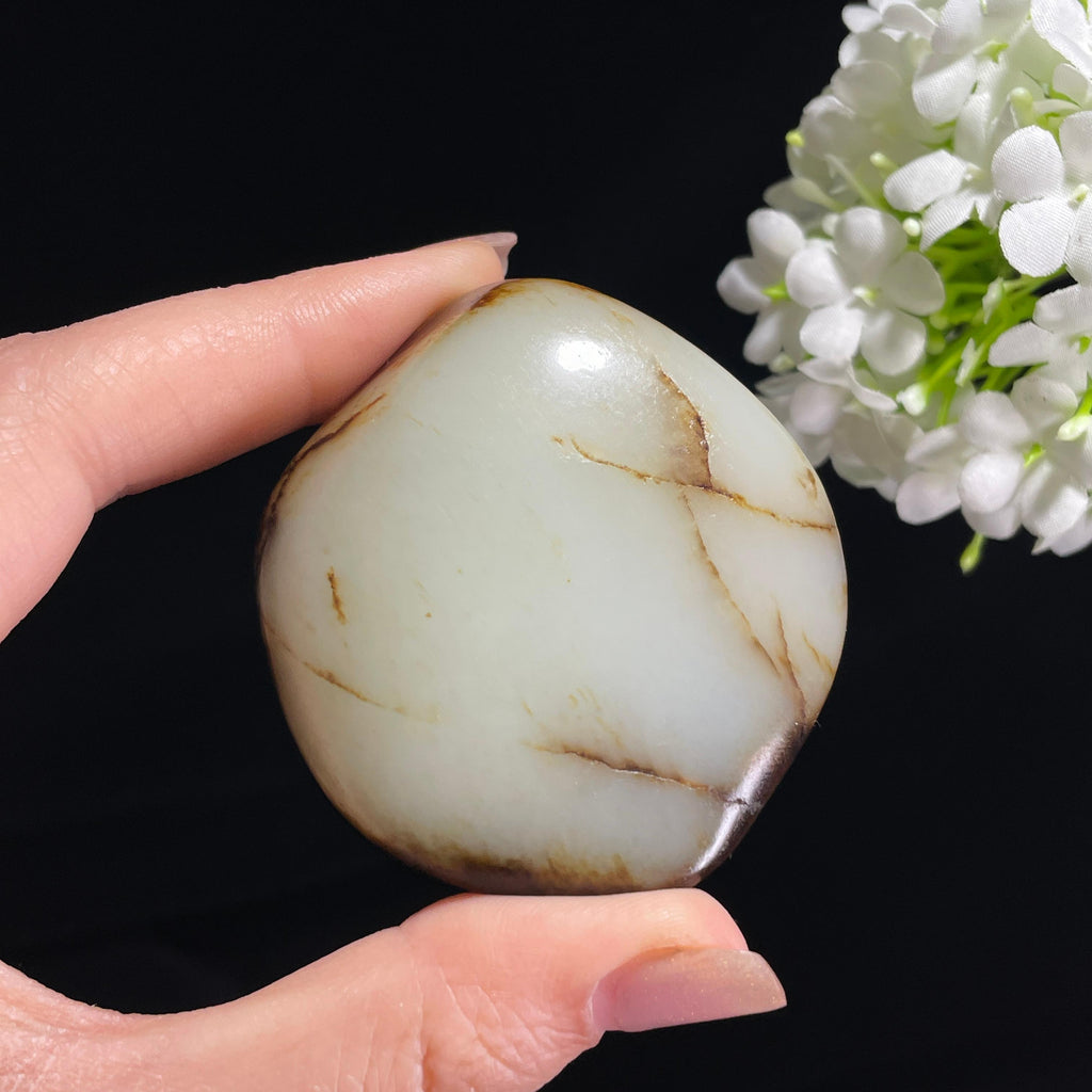 和田玉青白玉“断岸横江”聚黑皮籽料（yc370143）