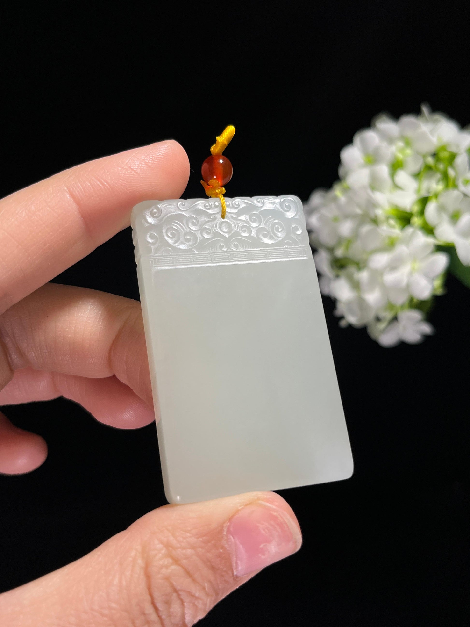 和田玉白玉 “祥纹雅韵” 平安无事牌（yc259144）