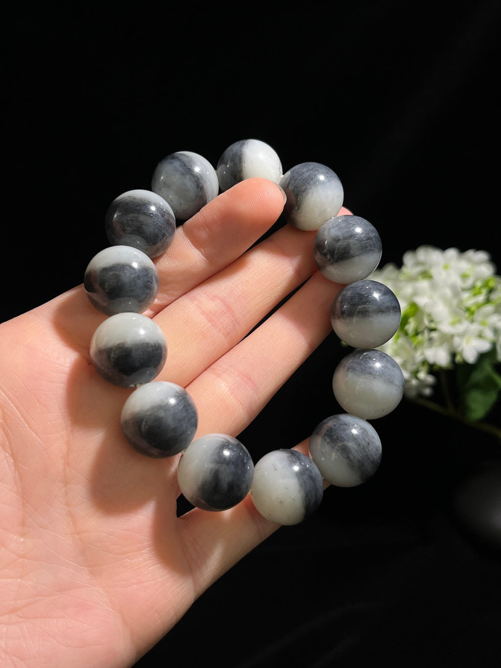 广告流视频料，和田玉青花圆形珠手串（卡18）（yc254777）