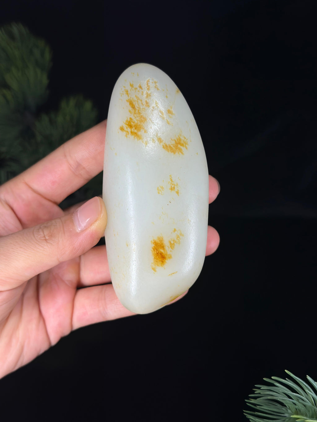 新疆和田玉收藏级白玉洒金皮籽料手把件（yc480455）