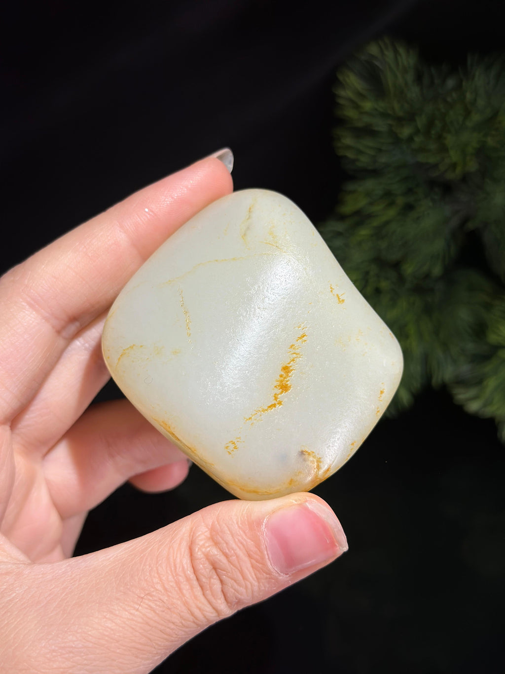 新疆和田玉白玉洒金皮籽料手把件（yc536545）