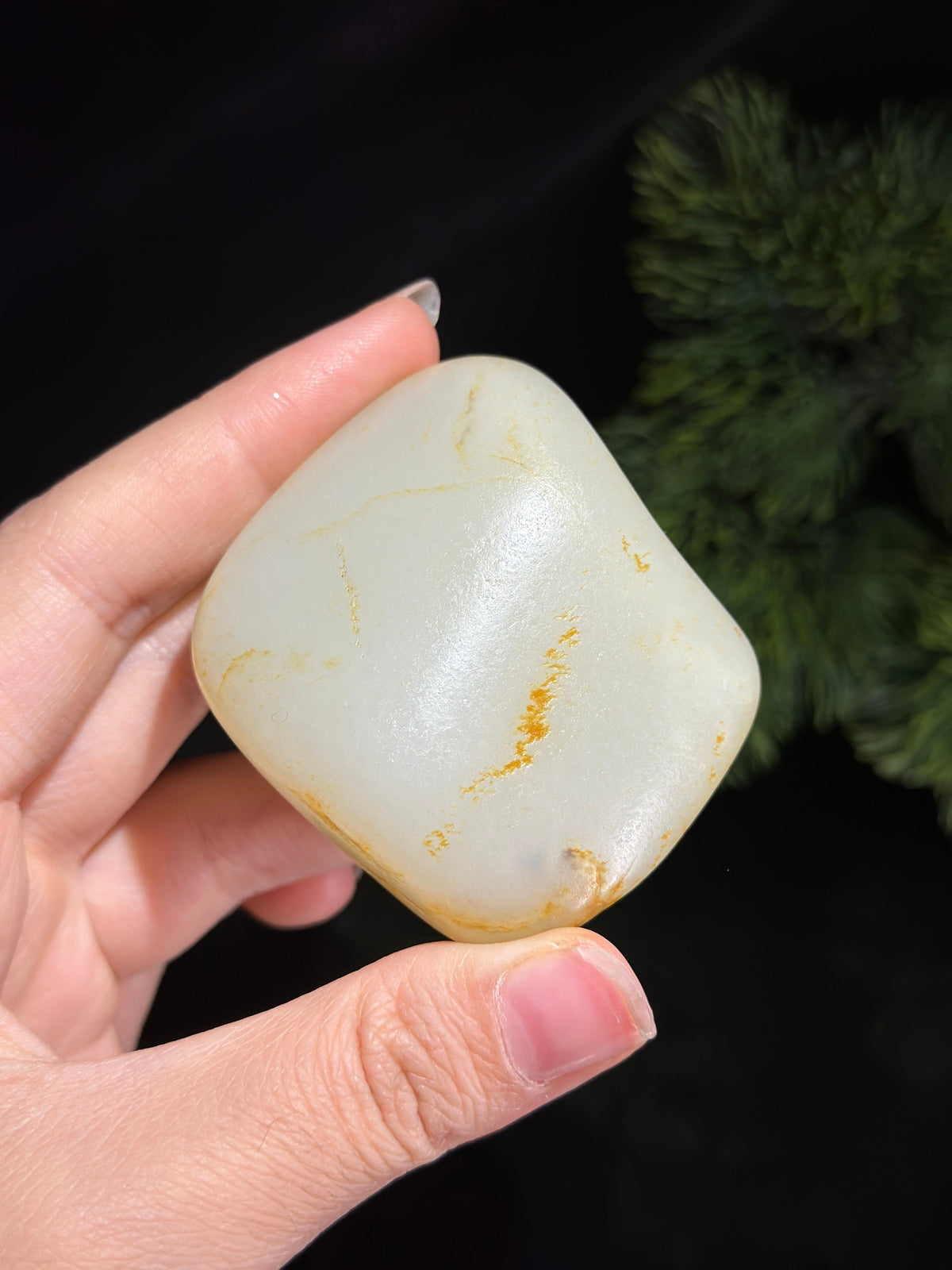 新疆和田玉白玉洒金皮籽料手把件（yc536545）