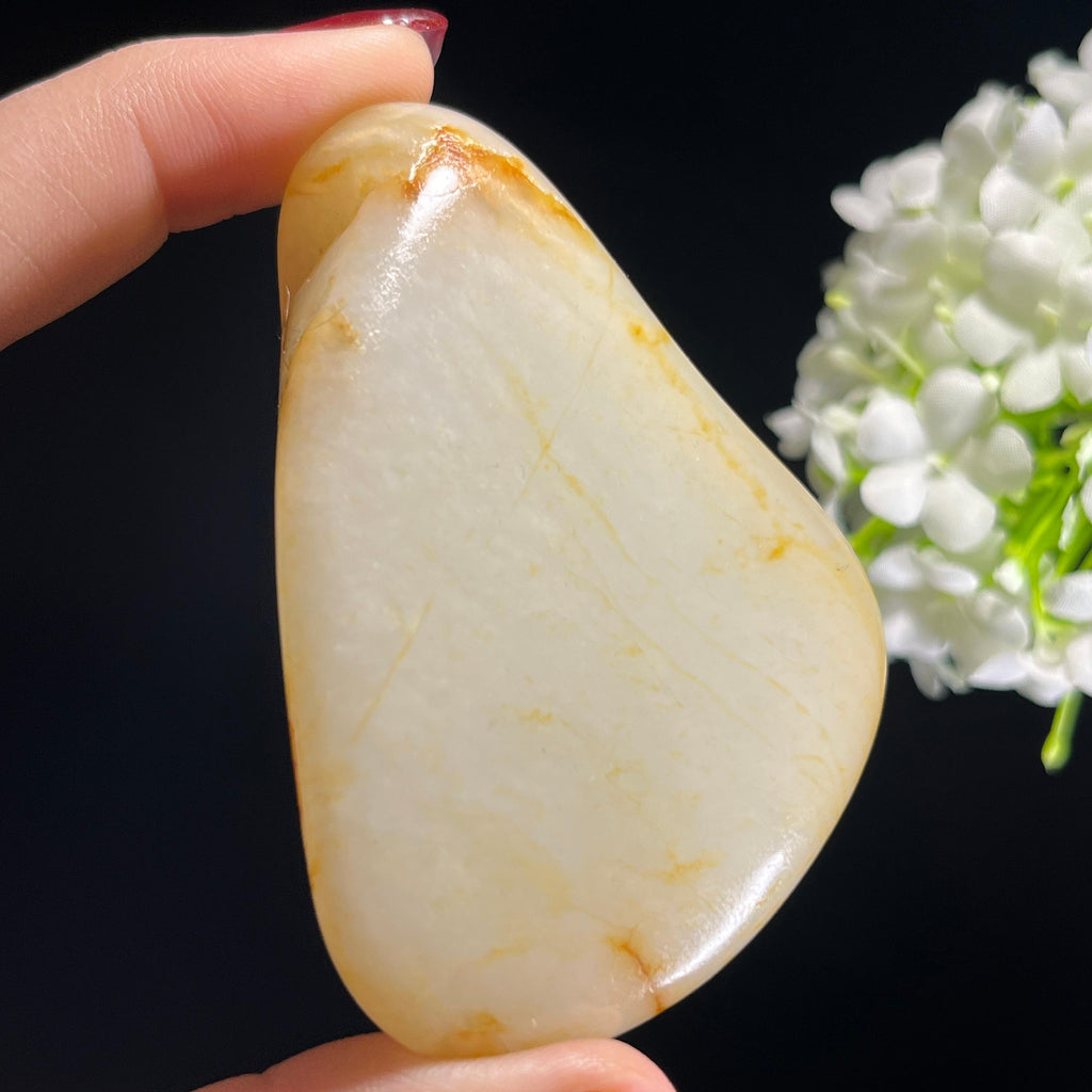 和田玉白玉洒金皮 “金纹天成” 籽料手把件（yc337786）