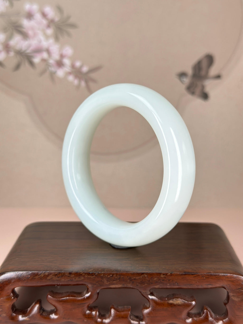 珍品和田玉白玉平安镯（卡53.7）（yc774141）
