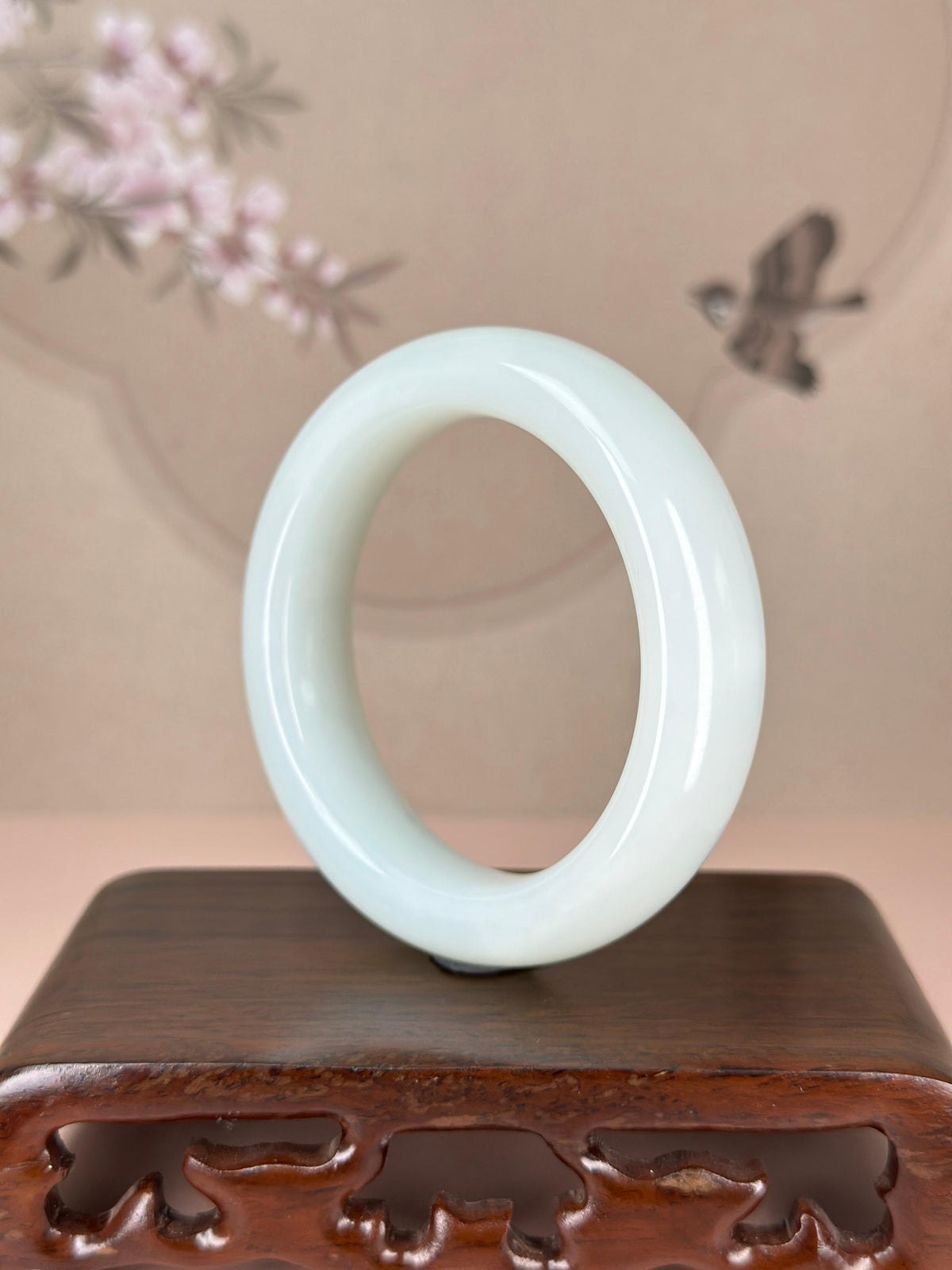 珍品和田玉白玉平安镯（卡53.7）（yc774141）