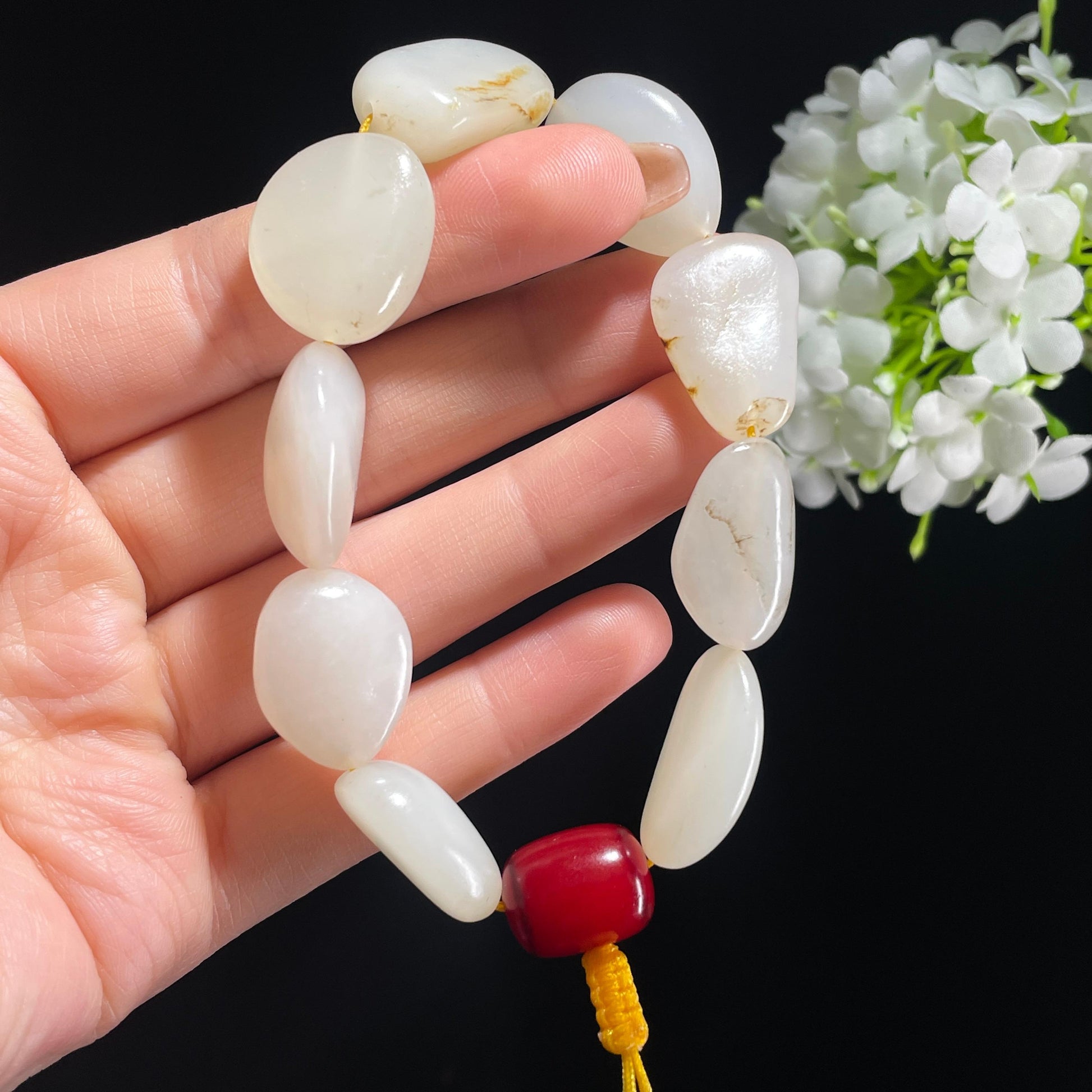 新疆天然和田玉原籽手串（yc381929）