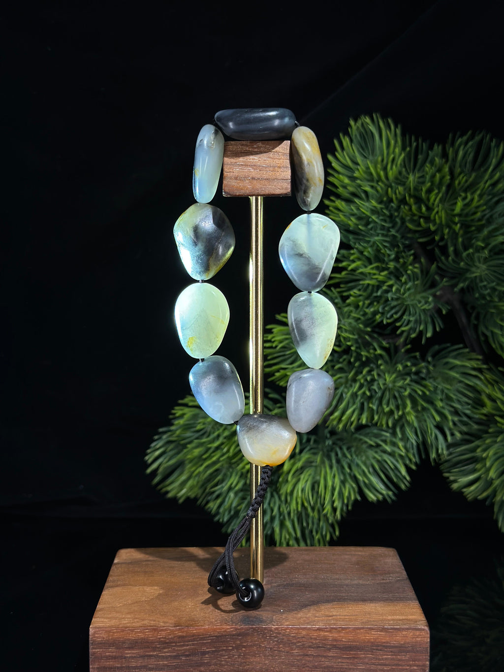 新疆和田玉青花洒金皮精品原籽手串（10颗）（yc524389）