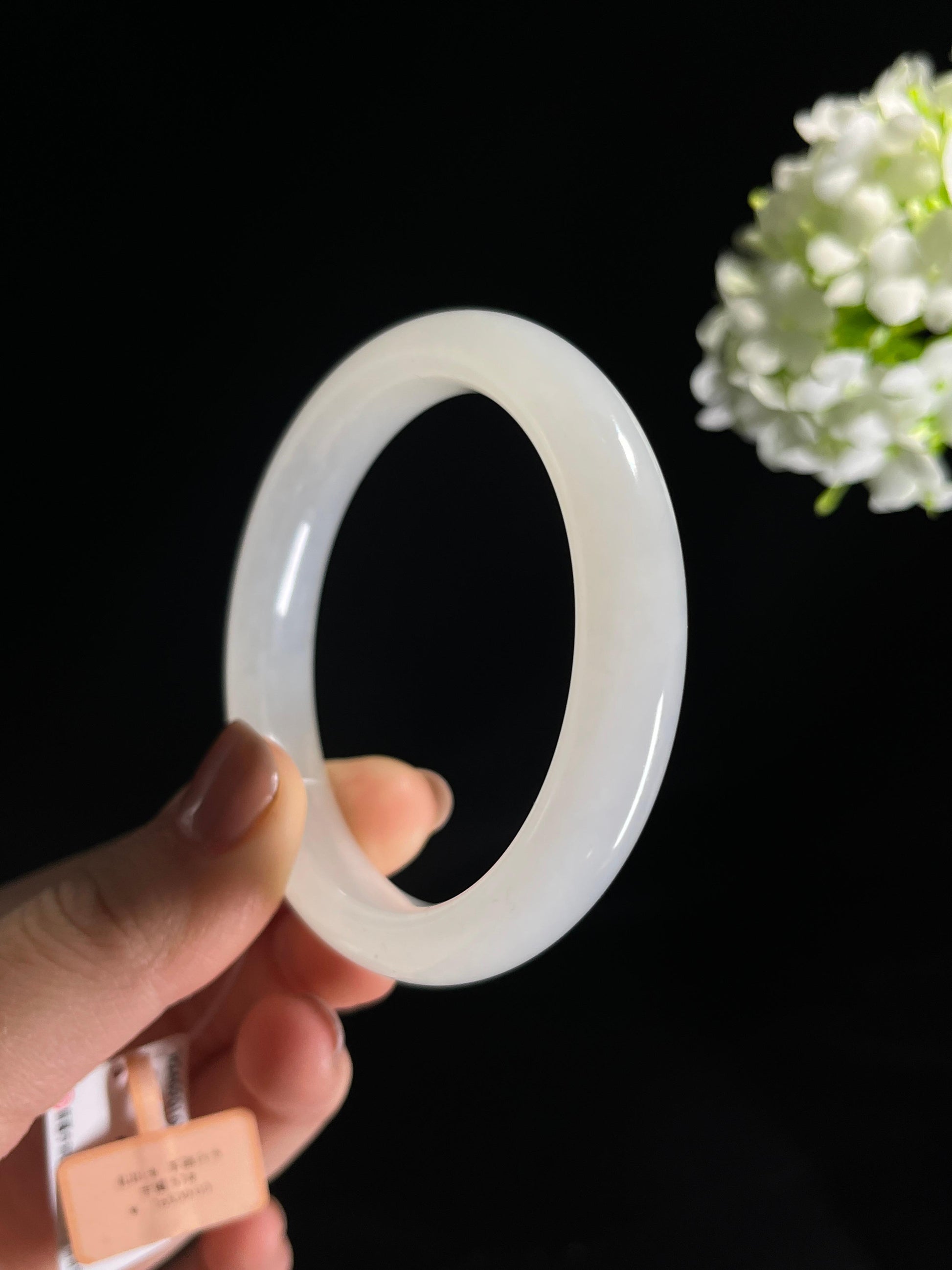 新疆天然和田玉“云落腕”白玉手镯(卡57）（yc277871）