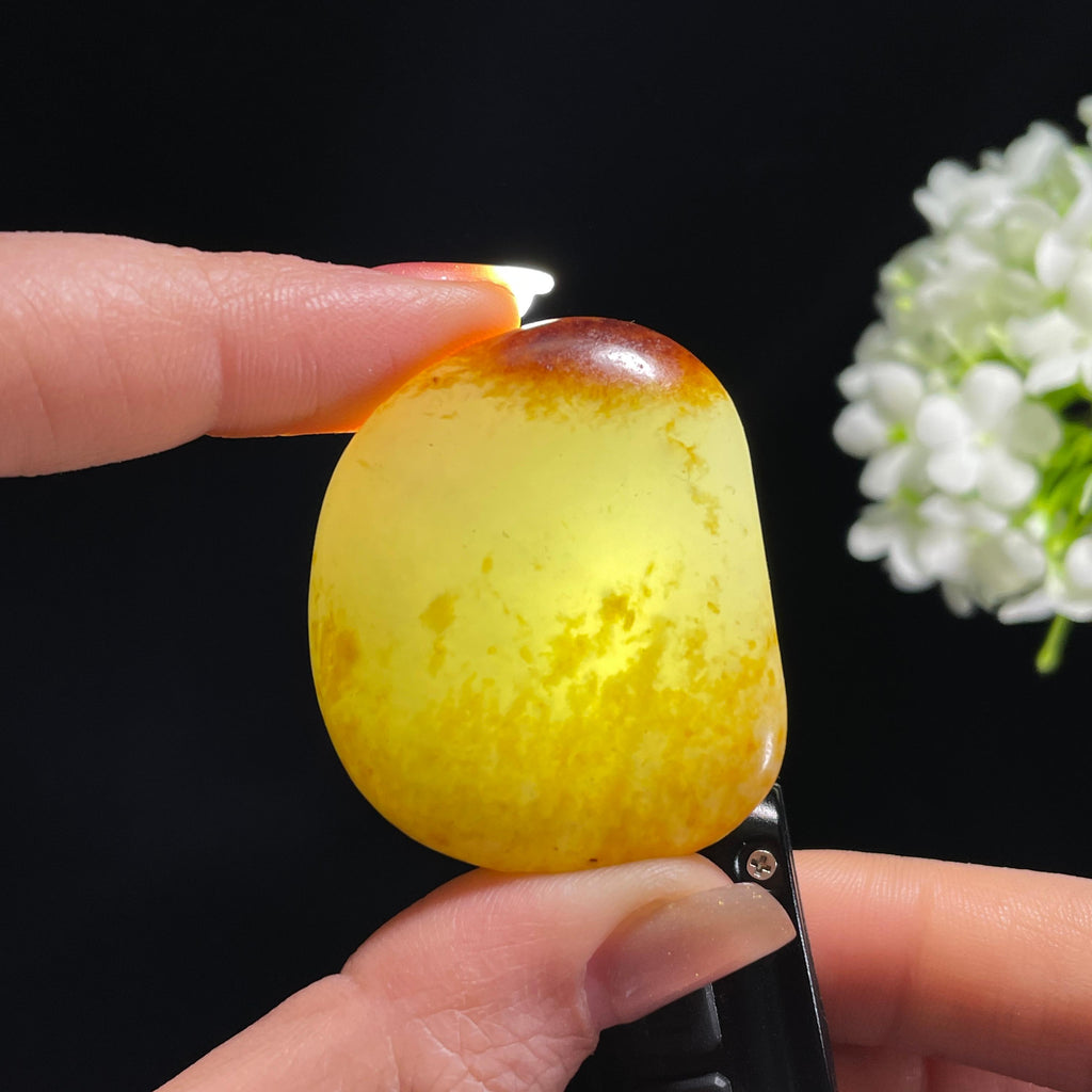 和田玉白玉“晓日浮金”洒金皮聚红皮籽料（yc368249）