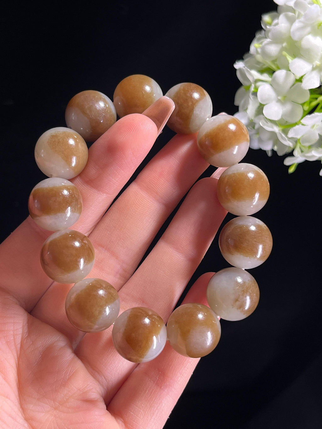 和田玉且末红糖手串（卡16）（yc261354）