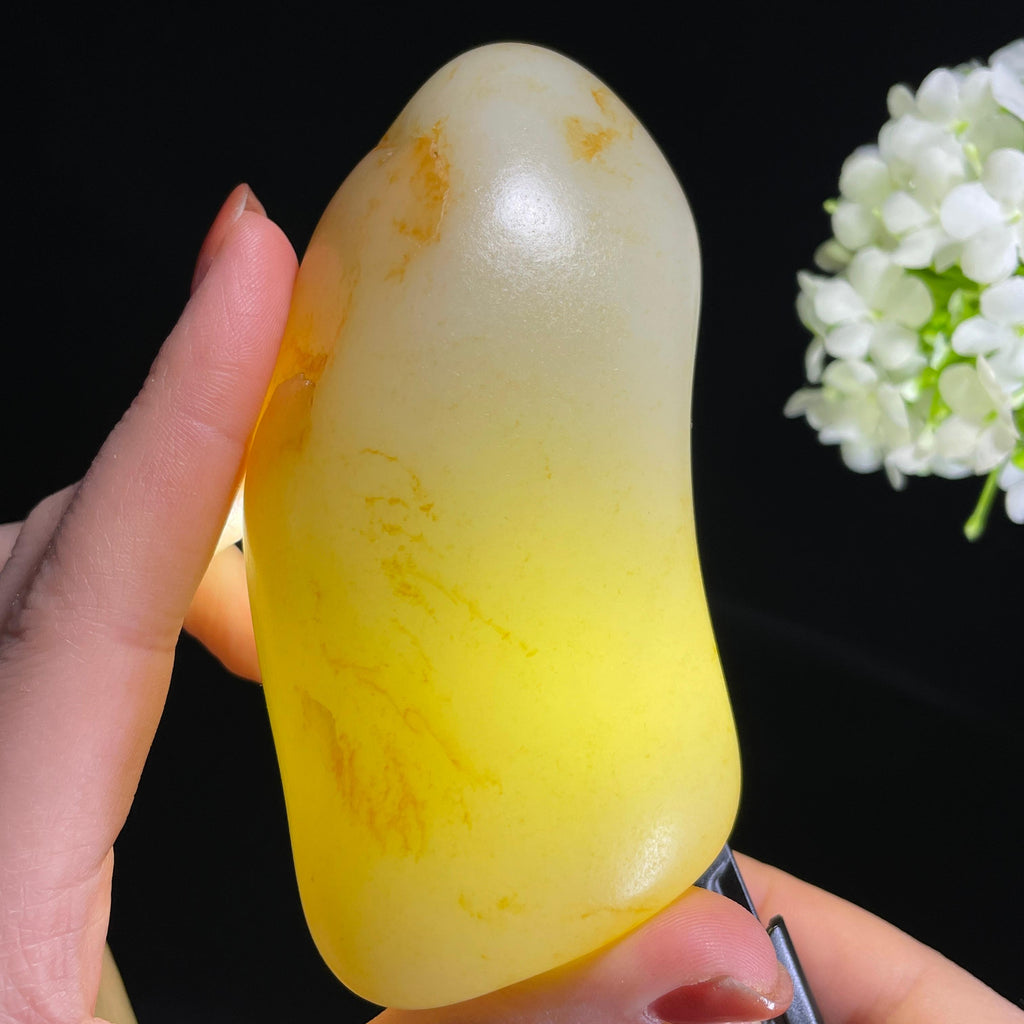 新疆天然和田玉“金缕拂霜”洒金皮籽料（yc318948）