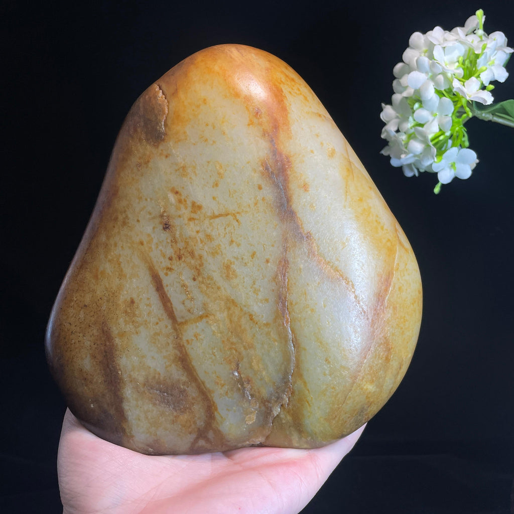 和田玉青白玉“金梨玉峰”洒金皮秋梨皮籽料（yc316413）