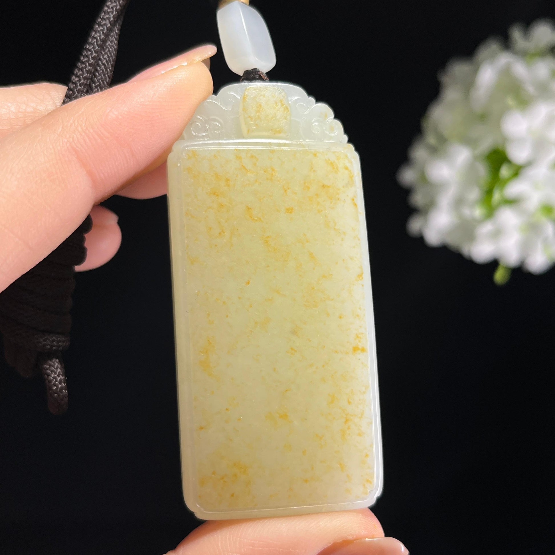 和田玉白玉洒金皮籽料无事牌（yc372698）