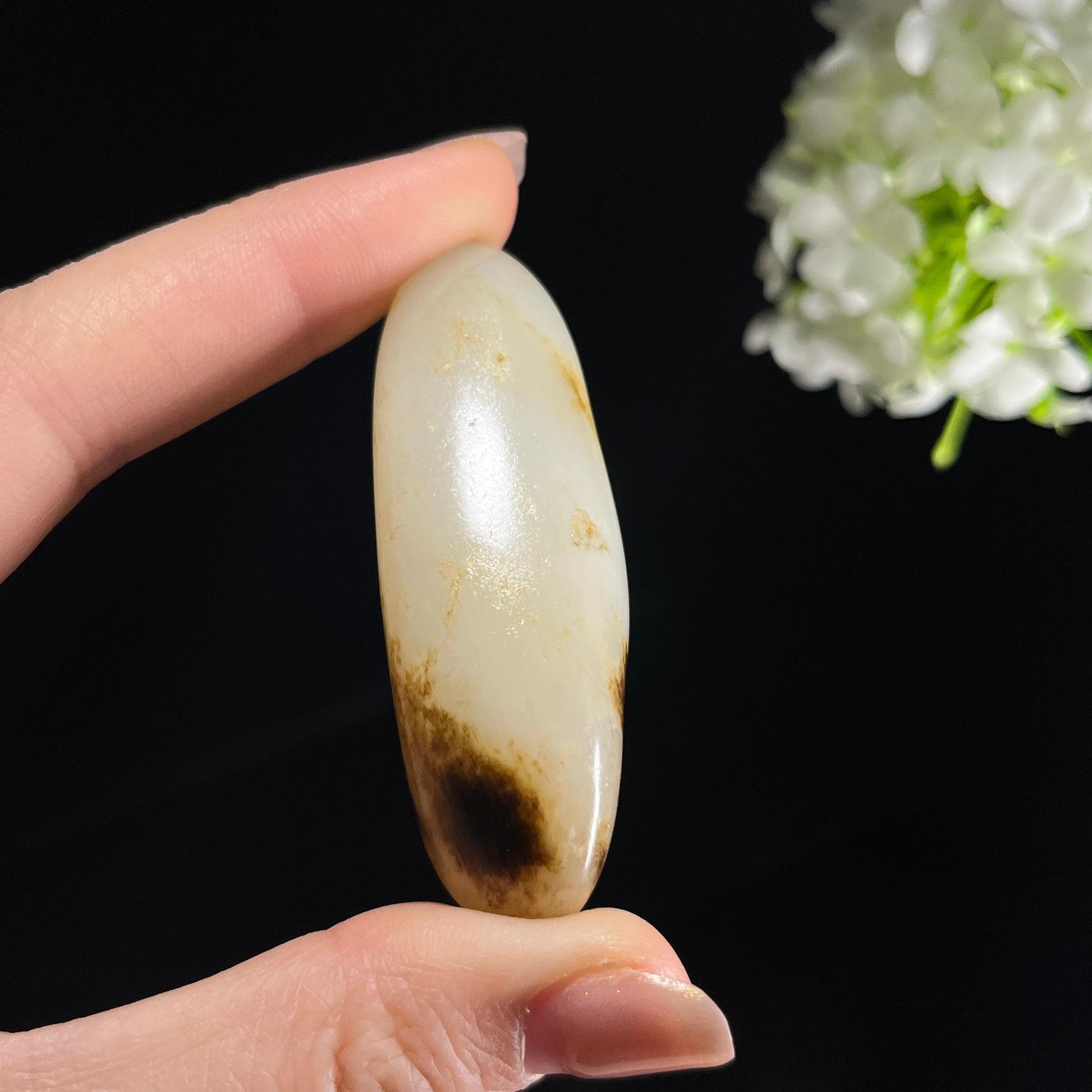 和田玉白玉“云溪秋山”意境彩皮籽料（yc353881）