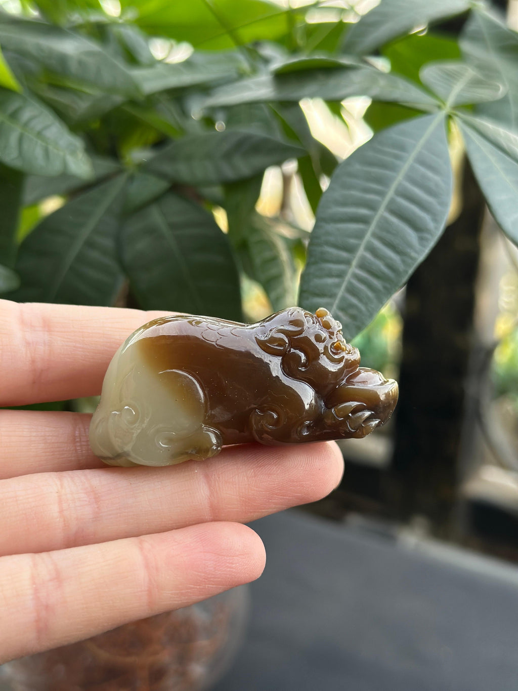 和田玉糖青送财貔貅挂件（yc704998）