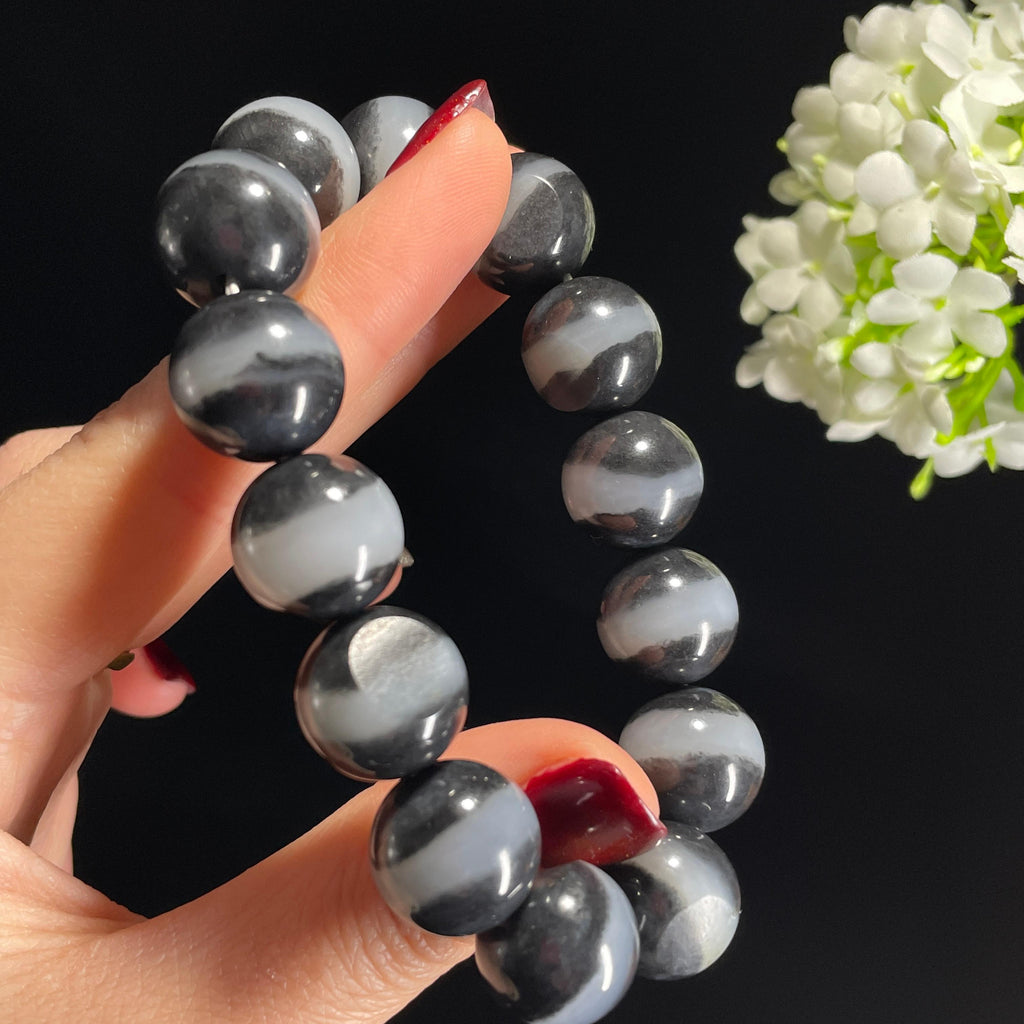 和田玉籽料青花一线天手串（卡16）（yc335746）