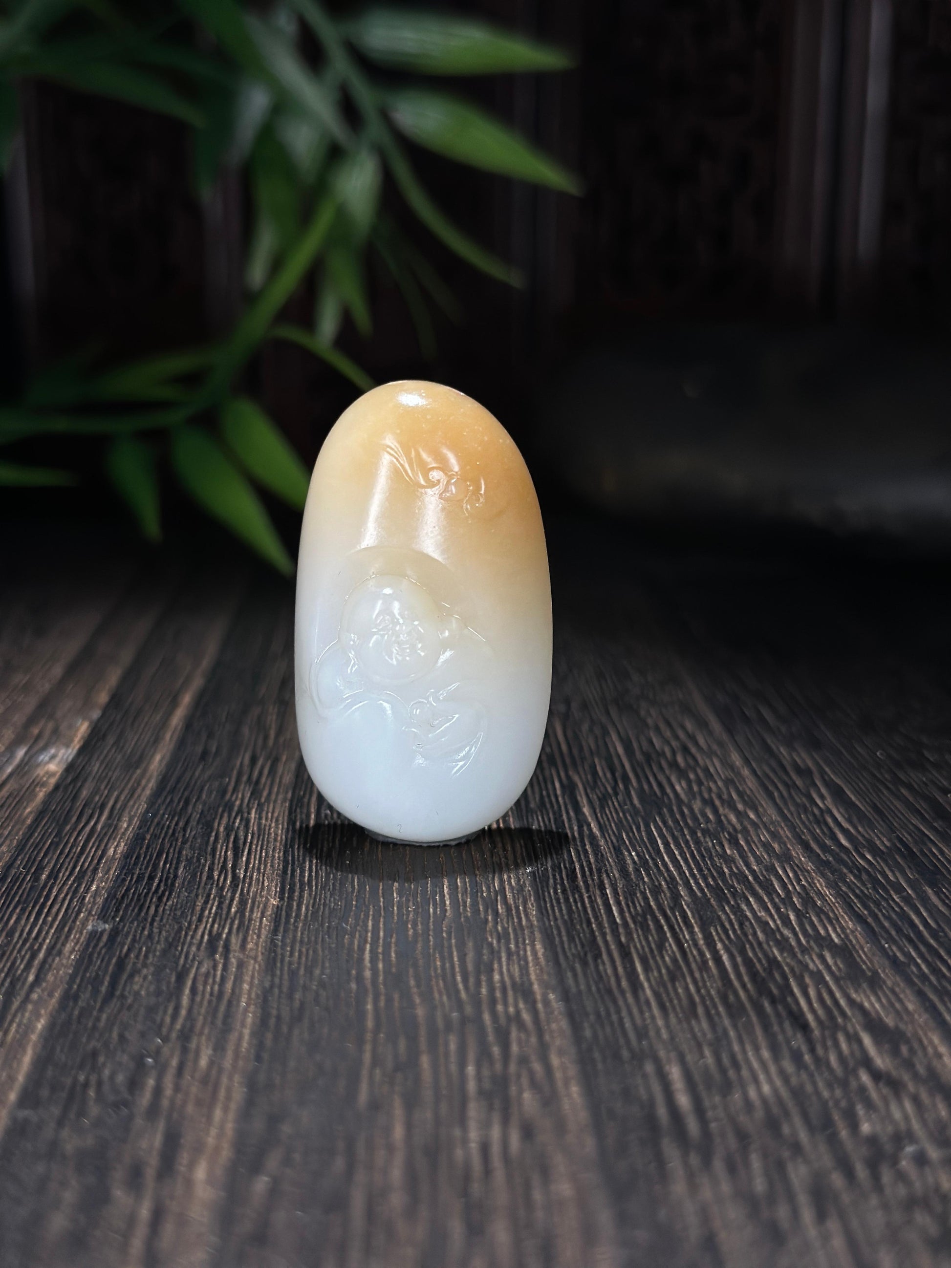和田玉佛引福来糖白弥勒佛挂件（yc702676）