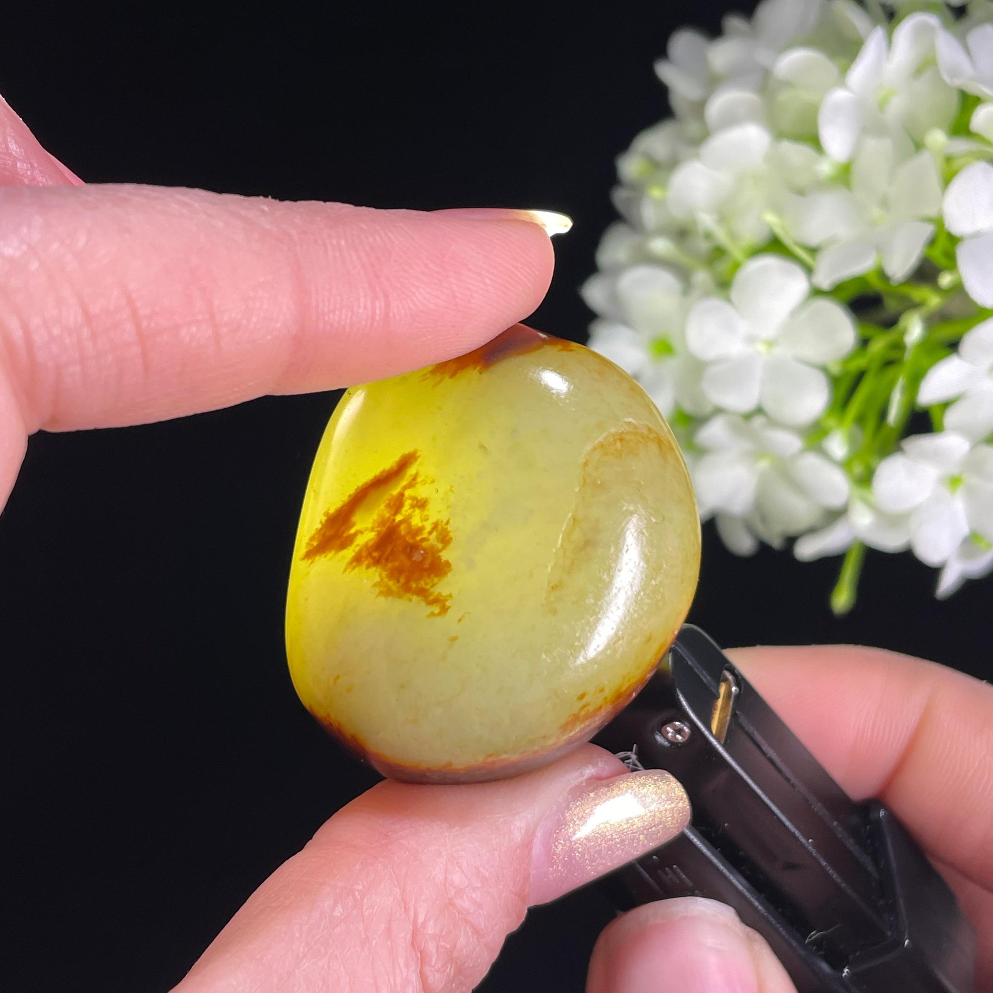 和田玉青白玉“夕阳暮云”黑红皮籽料（yc363695）