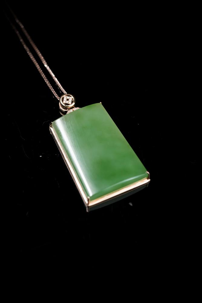 18k玫瑰金镶碧玉挂件（yc253275）