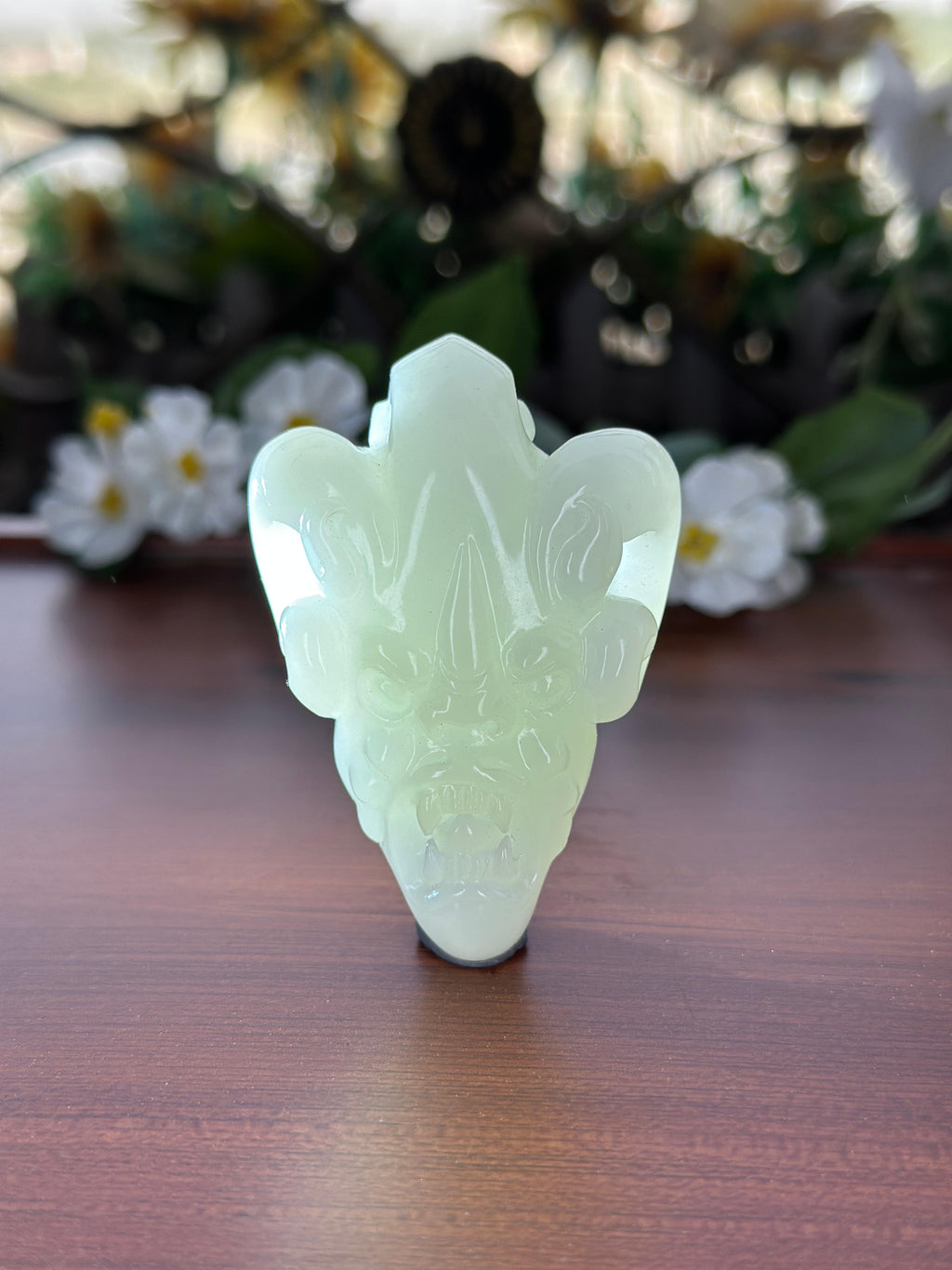和田玉白玉饕餮兽面金刚杵挂件（yc705031）